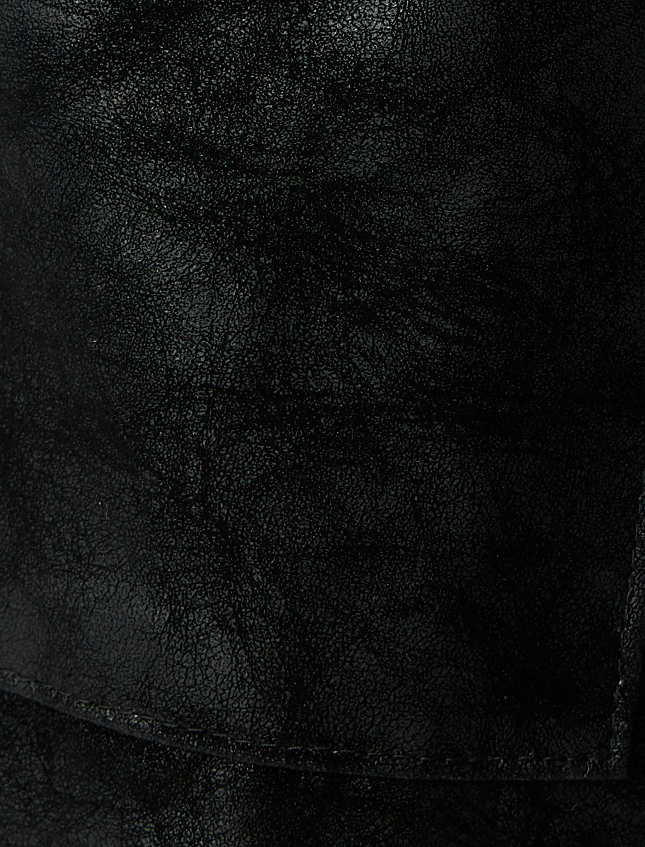   Suni Deri Oversize Yağmurluk Kapüşonlu Beli Bağlamalı Fermuarlı Cepli