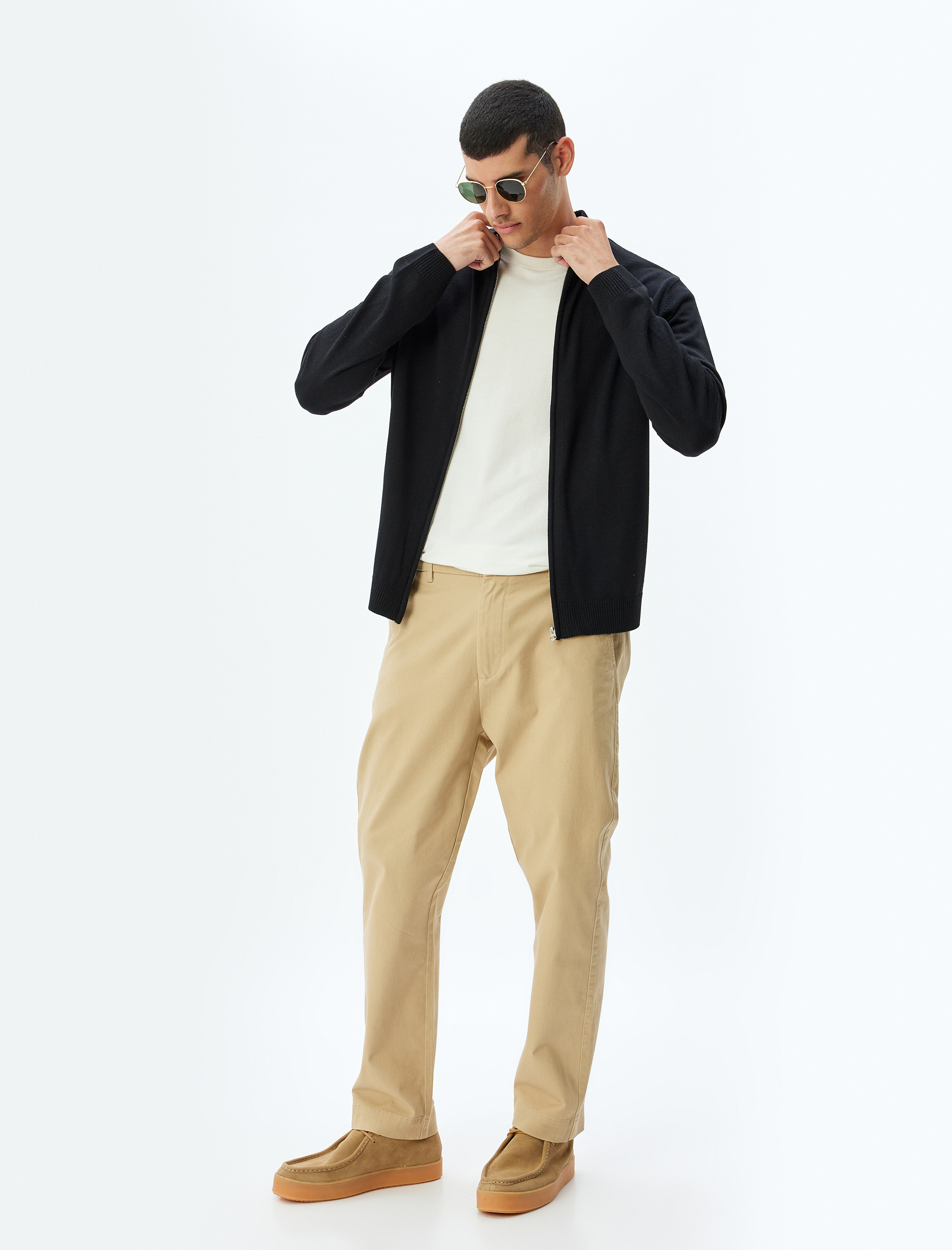 Triko Hırka Dik Yaka Fermuarlı Basic