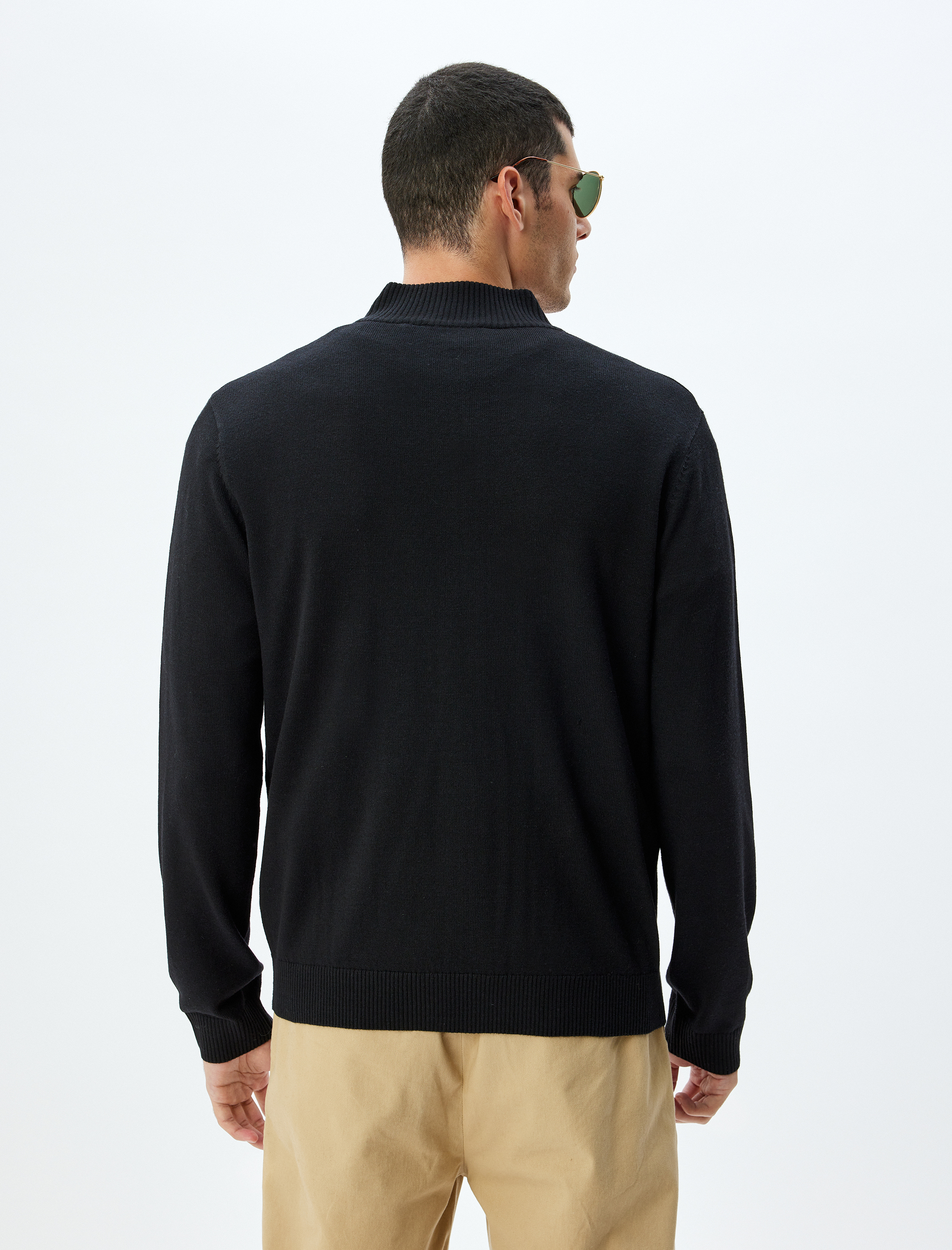 Triko Hırka Dik Yaka Fermuarlı Basic