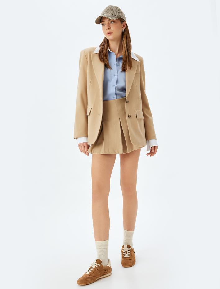  Koton X Sima Tarkan - Pileli Şort Etek Regular Fit