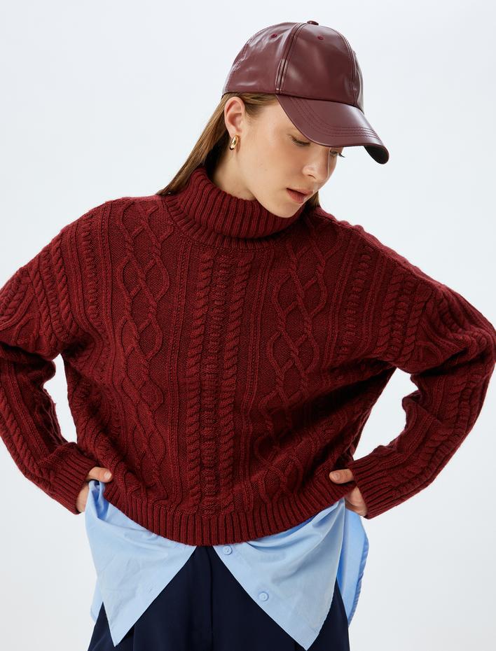  Koton X Sima Tarkan - Balıkçı Yaka Oversize Kazak Saç Örgü Uzun Kollu