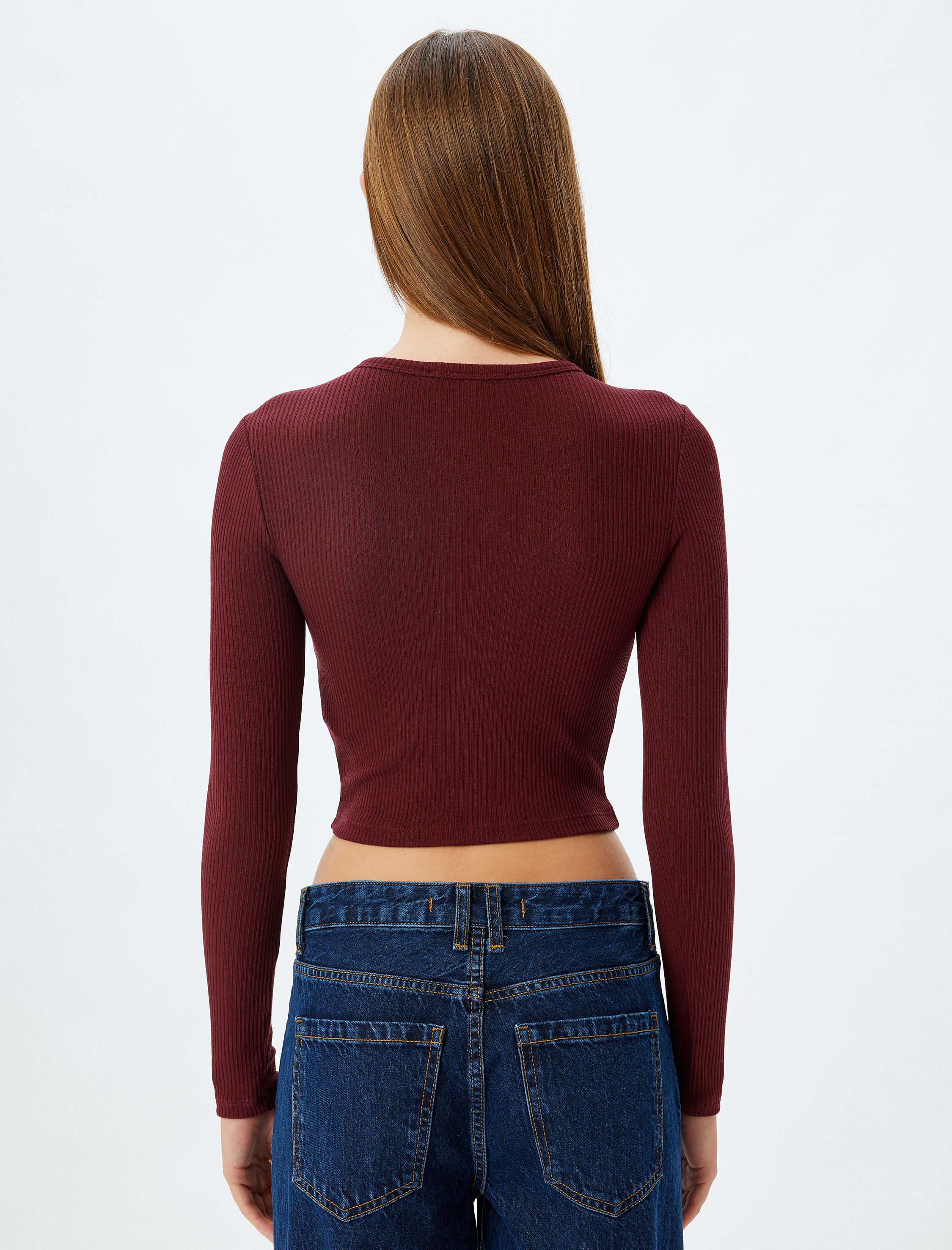   Kaşkorse Uzun Kollu Bisiklet Yaka Basic Crop Body