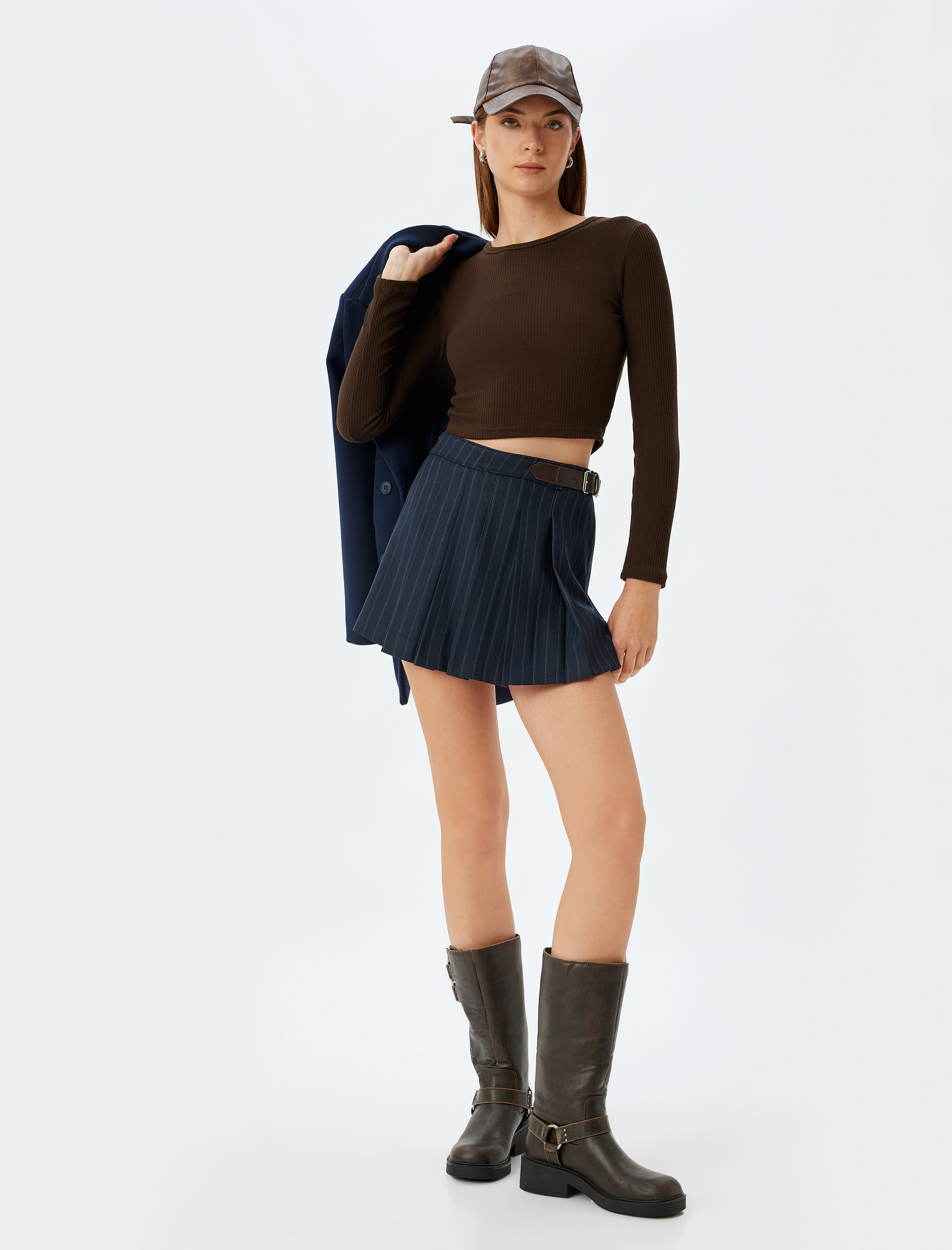   Kaşkorse Uzun Kollu Bisiklet Yaka Basic Crop Body