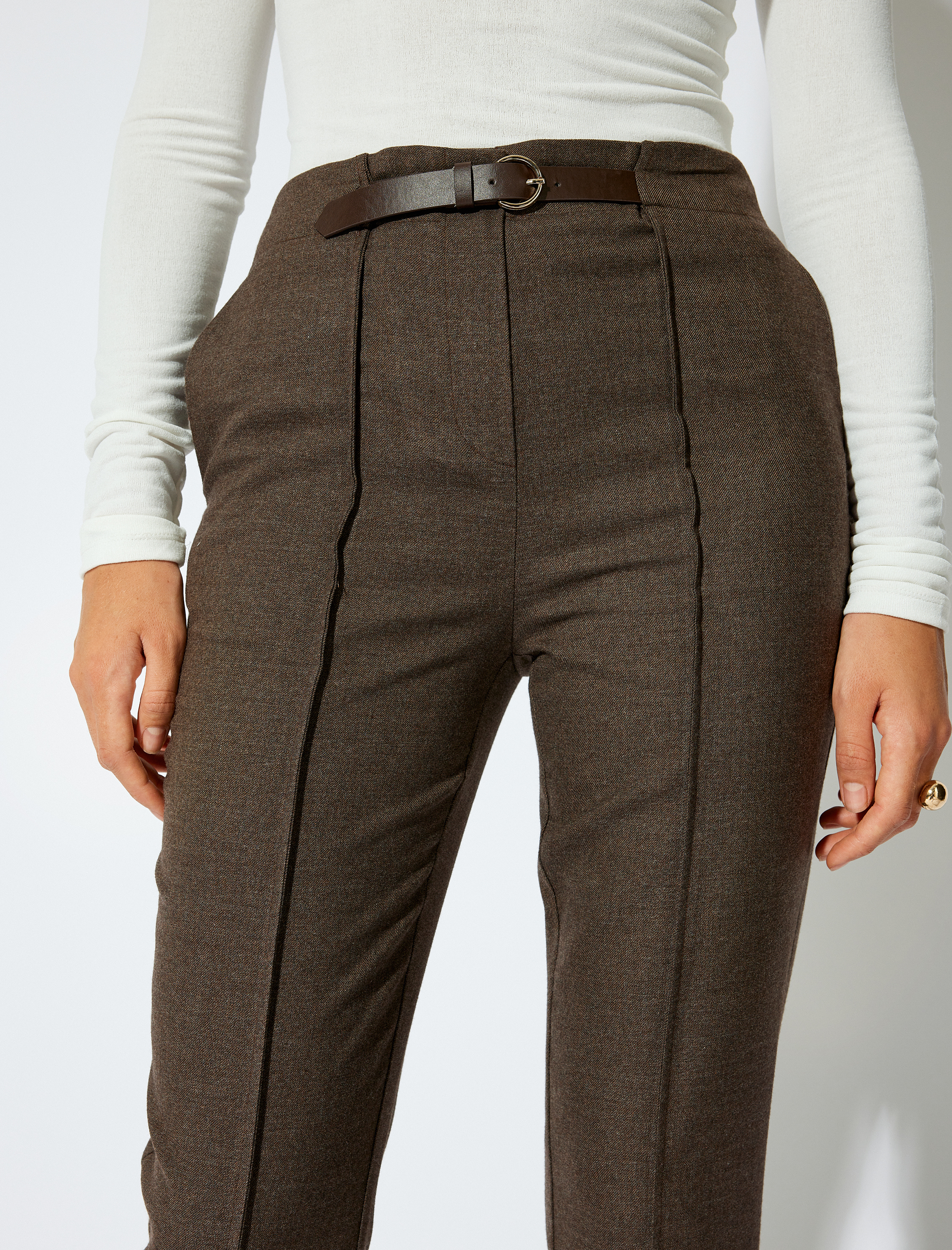 Nervürlü Kumaş Pantolon Cigarette Form