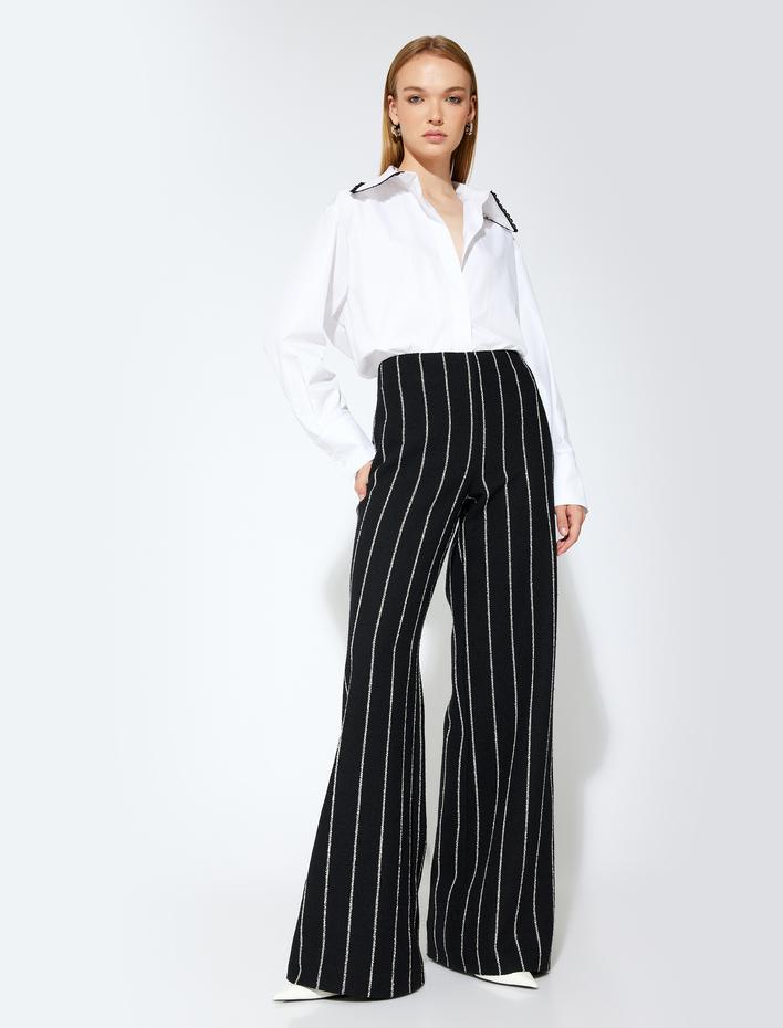  Koton X Sibil Çetinkaya - Dantel Detaylı Sivri Yaka Gömlek Uzun Kollu Pamuklu