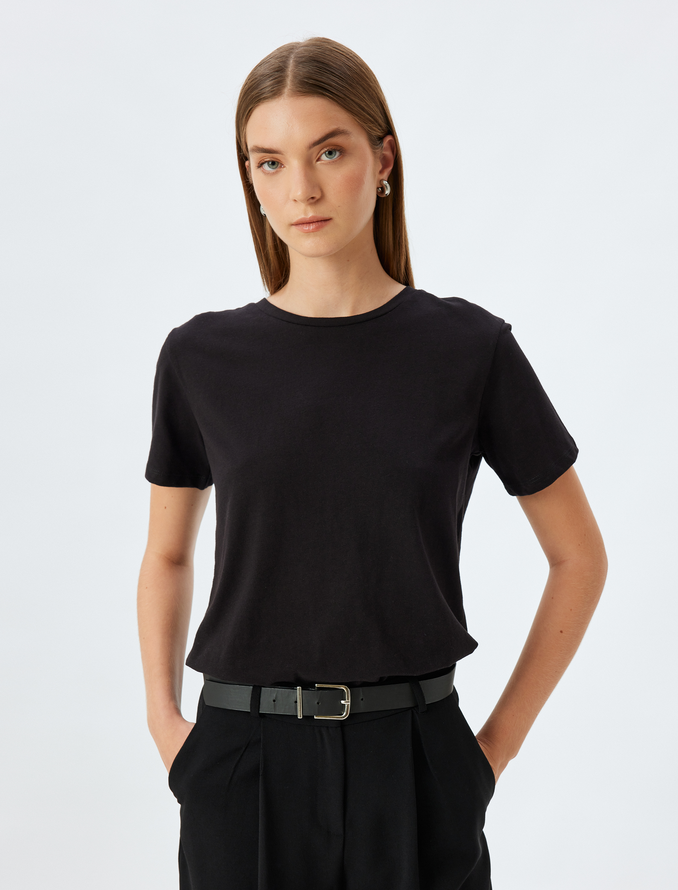   3'lü Paket Kısa Kollu Bisiklet Yaka Basic Tişört