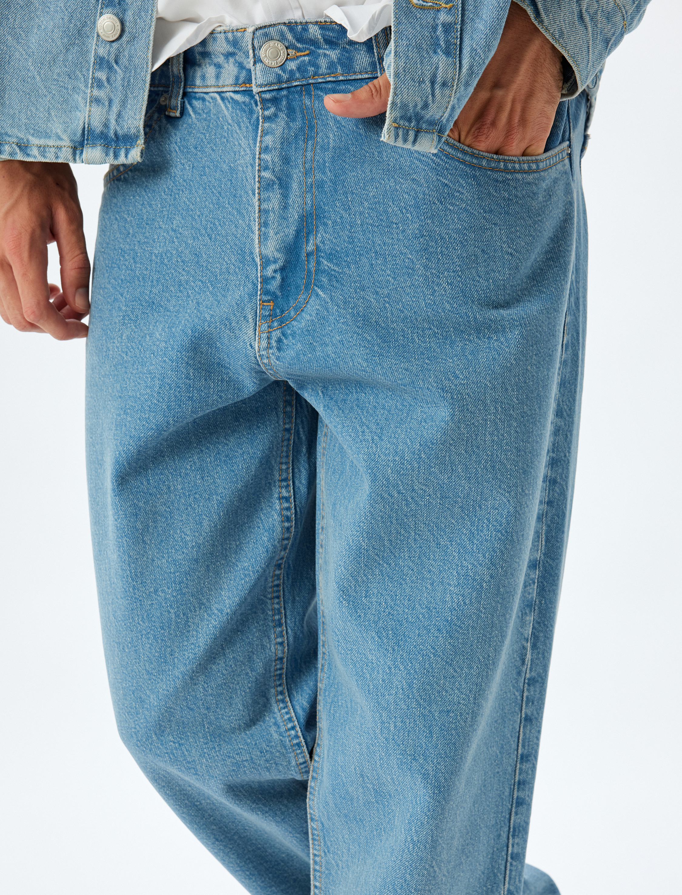   Cep Detaylı Pamuklu Vintage Straight Jean Pantolon