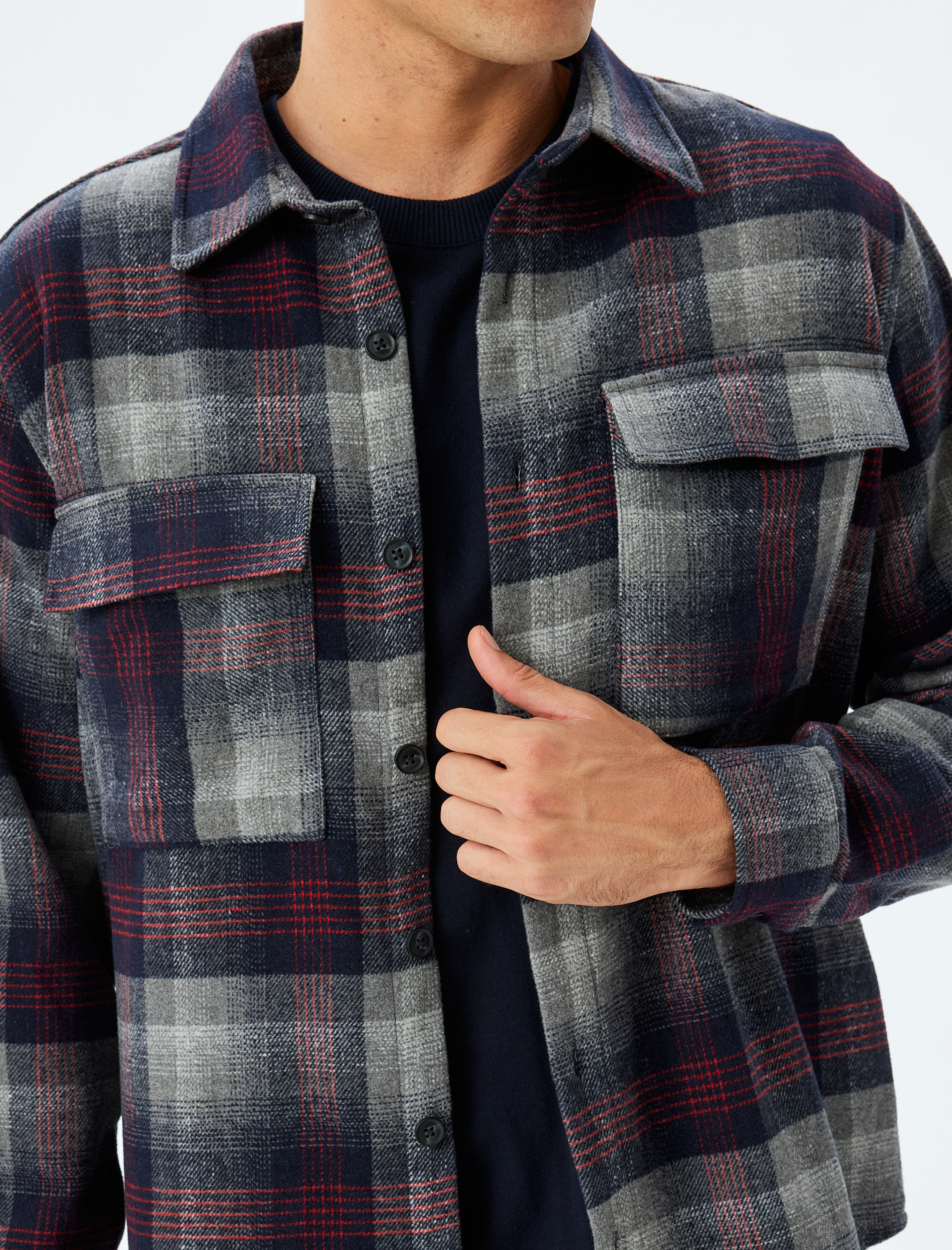   Oduncu Gömleği Uzun Kollu Kapaklı Cep Detaylı Pamuk Karışımlı Regular Fit