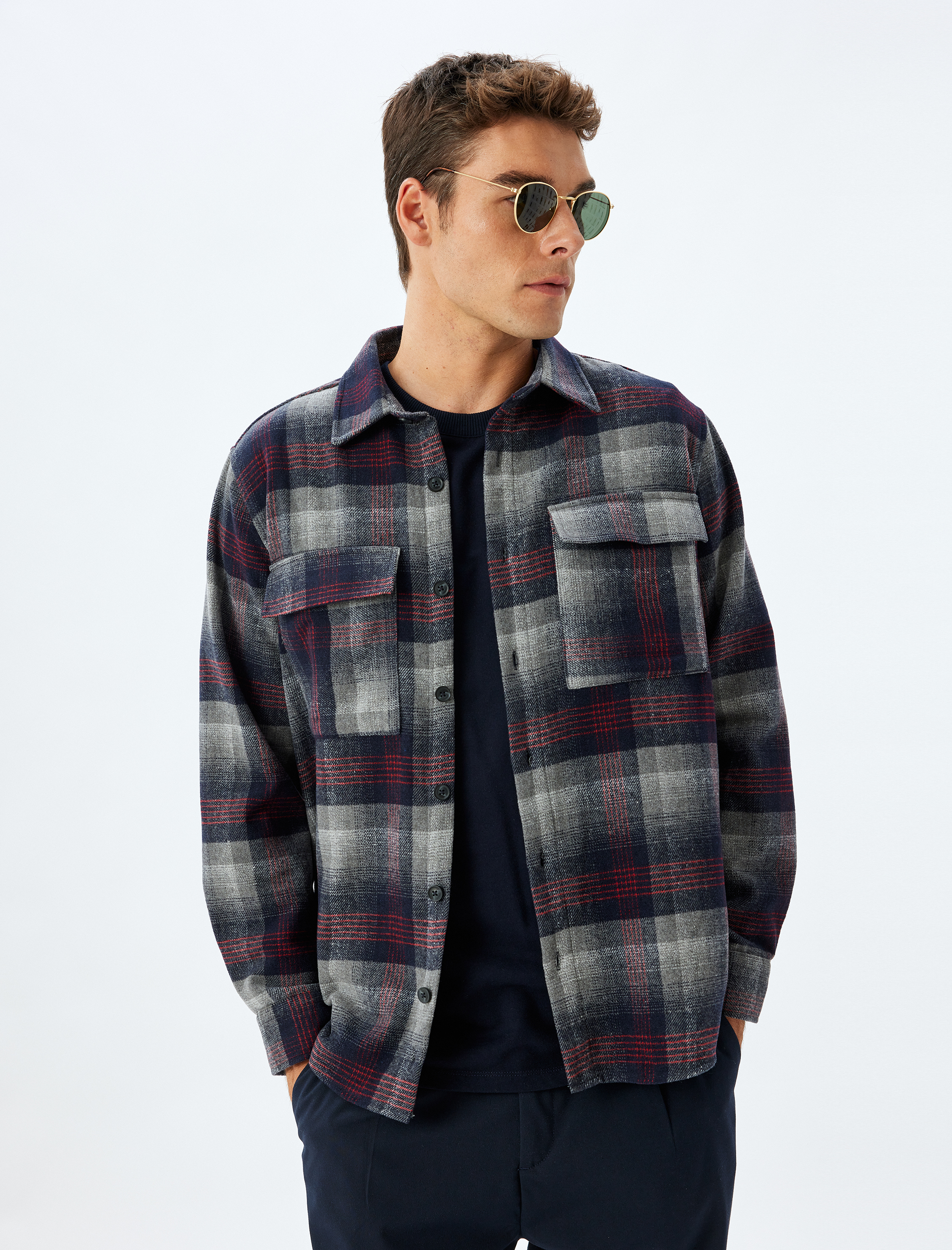   Oduncu Gömleği Uzun Kollu Kapaklı Cep Detaylı Pamuk Karışımlı Regular Fit