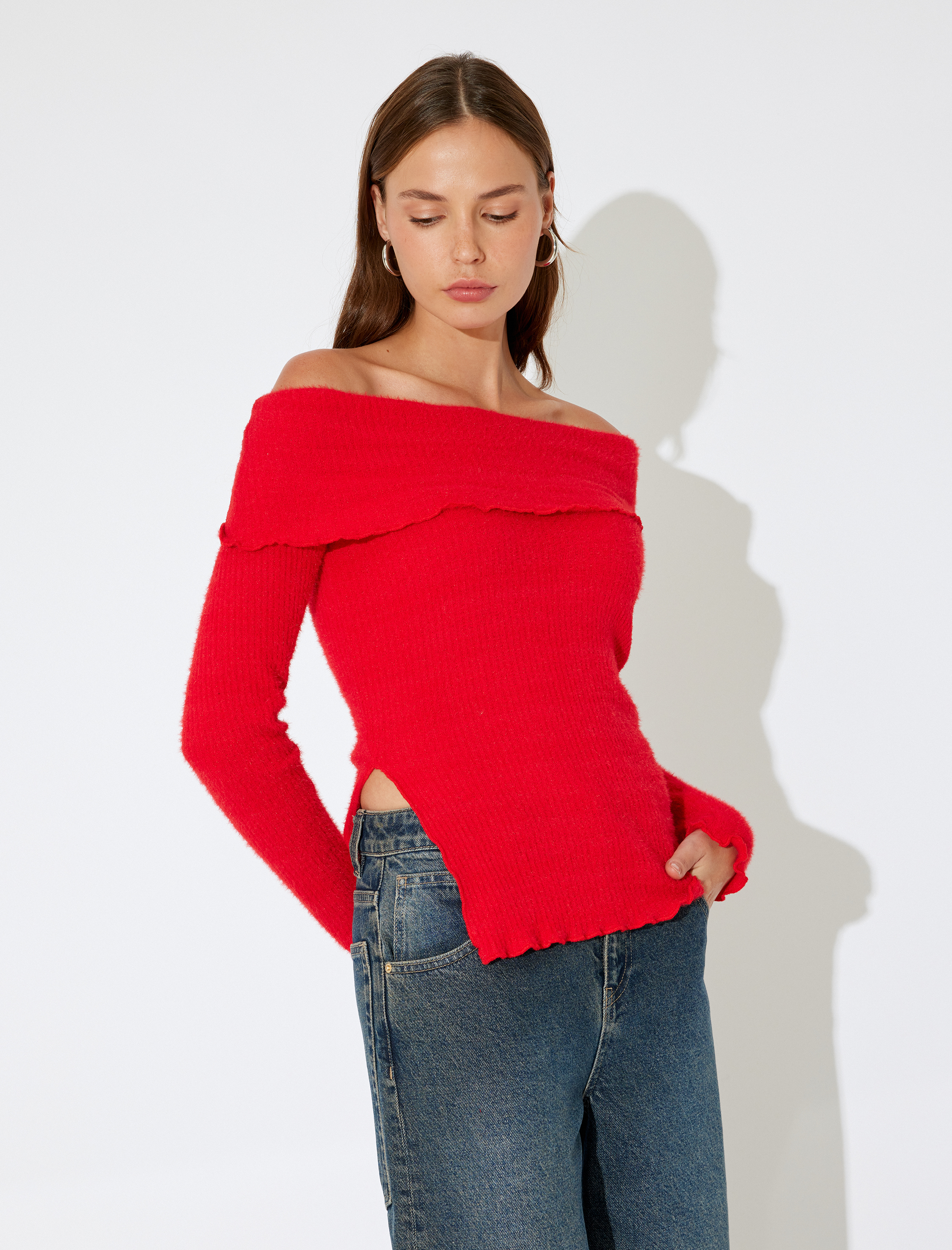   Madonna Yaka Bluz Uzun Kollu Omzu Açık