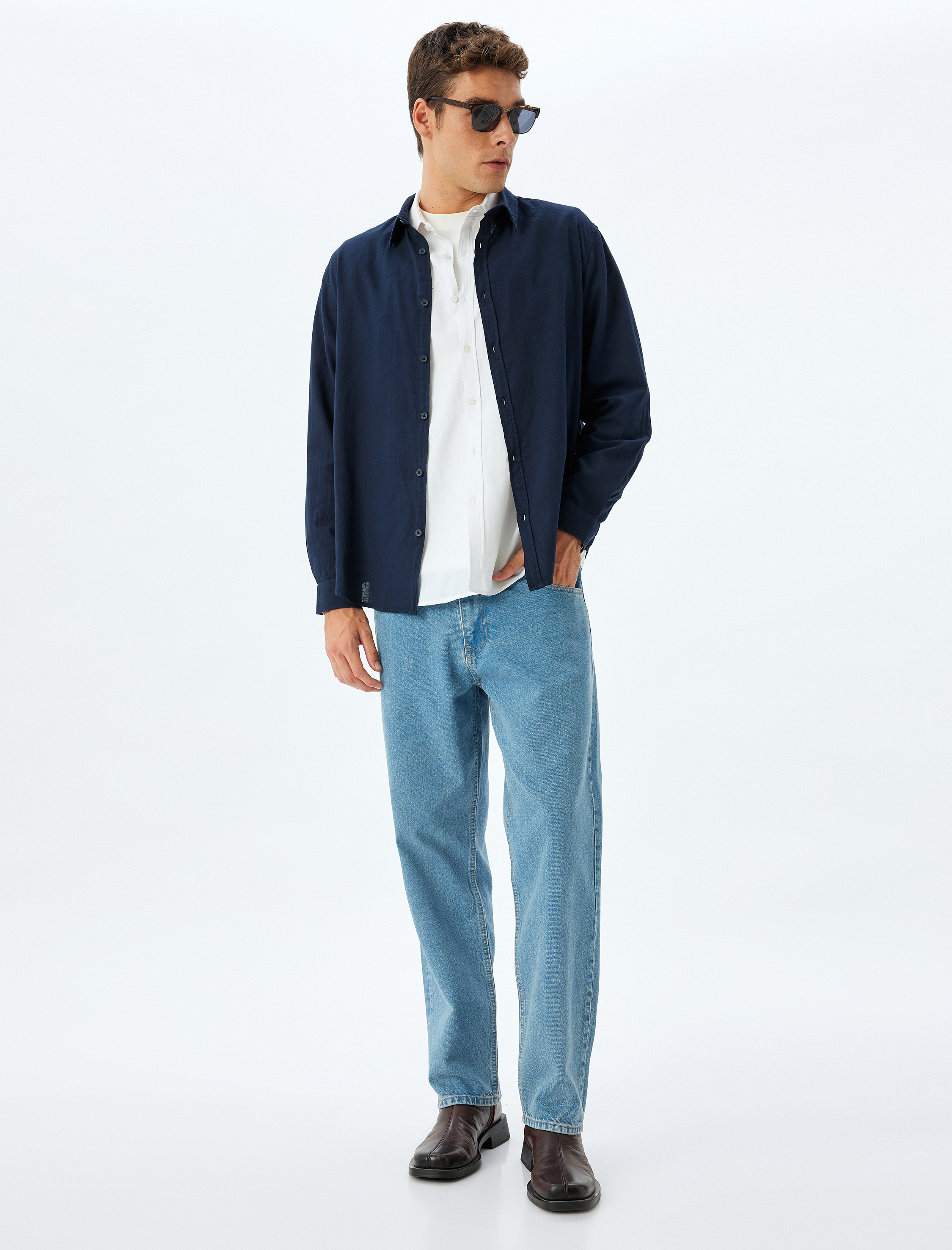   Basic Gömlek Uzun Kollu Düğmeli Pamuklu Regular Fit