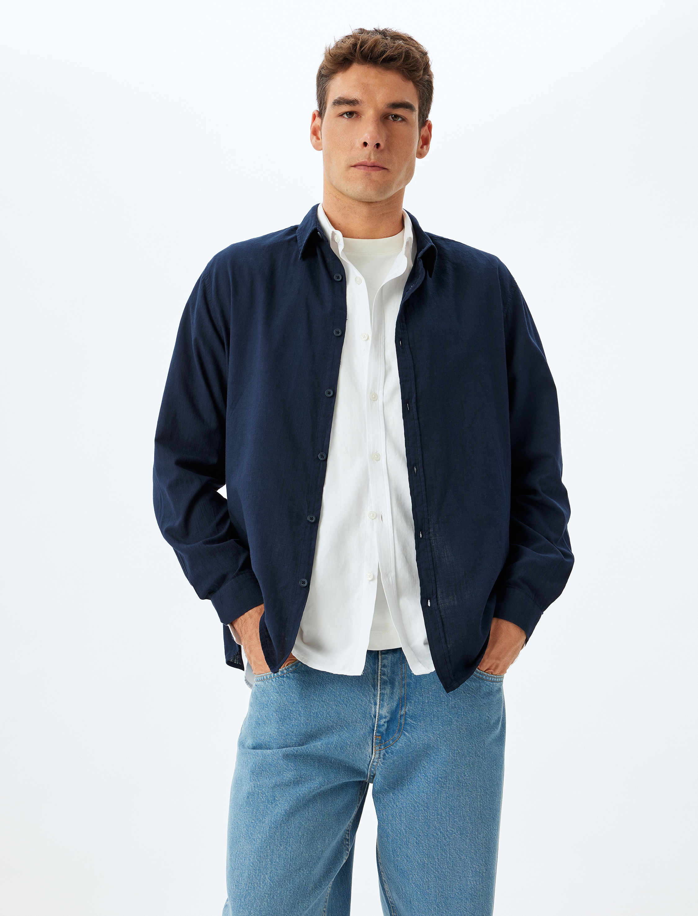   Basic Gömlek Uzun Kollu Düğmeli Pamuklu Regular Fit