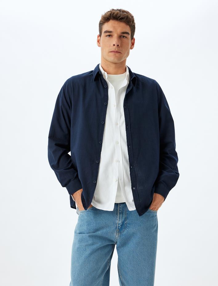  Basic Gömlek Uzun Kollu Düğmeli Pamuklu Regular Fit