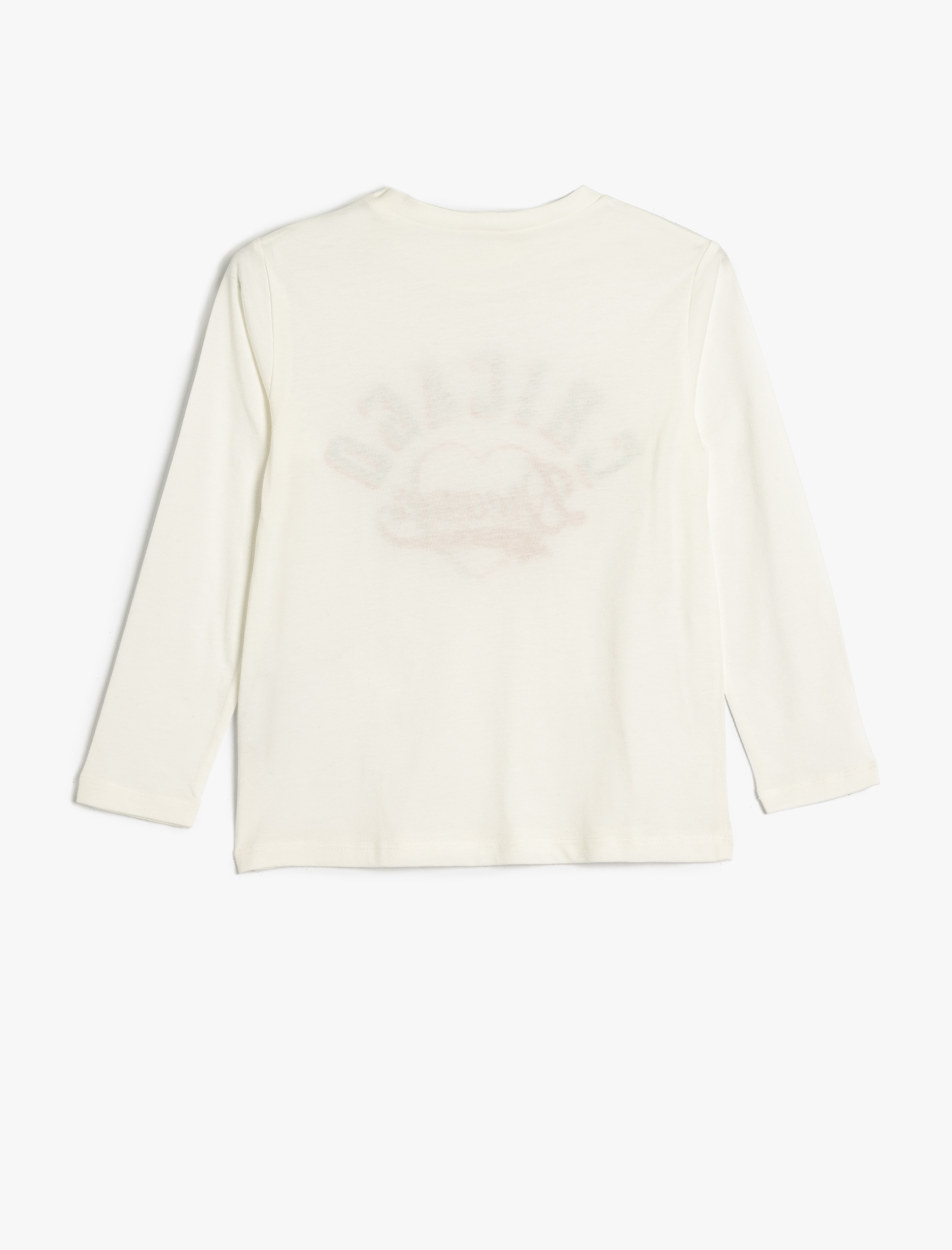  Kız Çocuk Slogan Baskılı Uzun Kollu Pamuklu Tişört