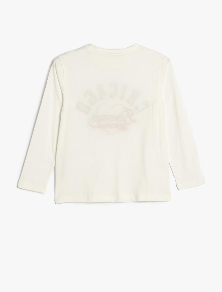 Kız Çocuk Slogan Baskılı Uzun Kollu Pamuklu Tişört