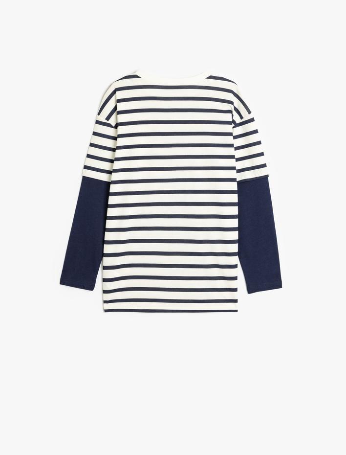 Erkek Çocuk Tişört Uzun Kollu Bisiklet Yaka Slogan Baskılı Pamuklu