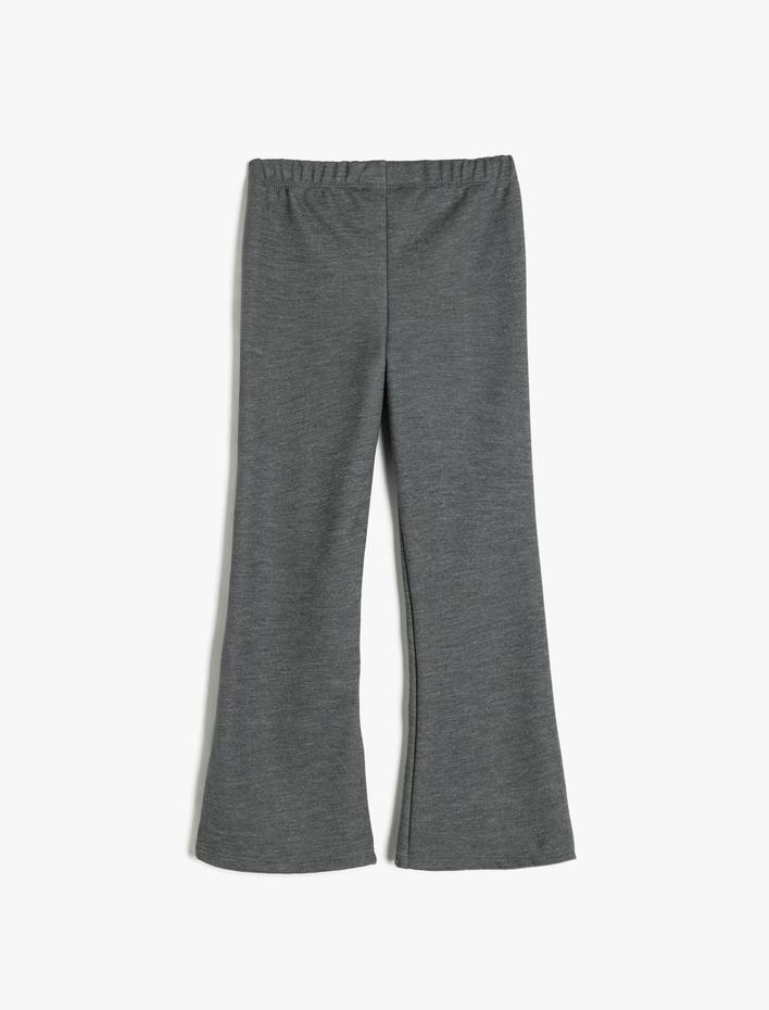 Kız Çocuk İspanyol Paça Pantolon Beli Lastikli Yırtmaç detaylı