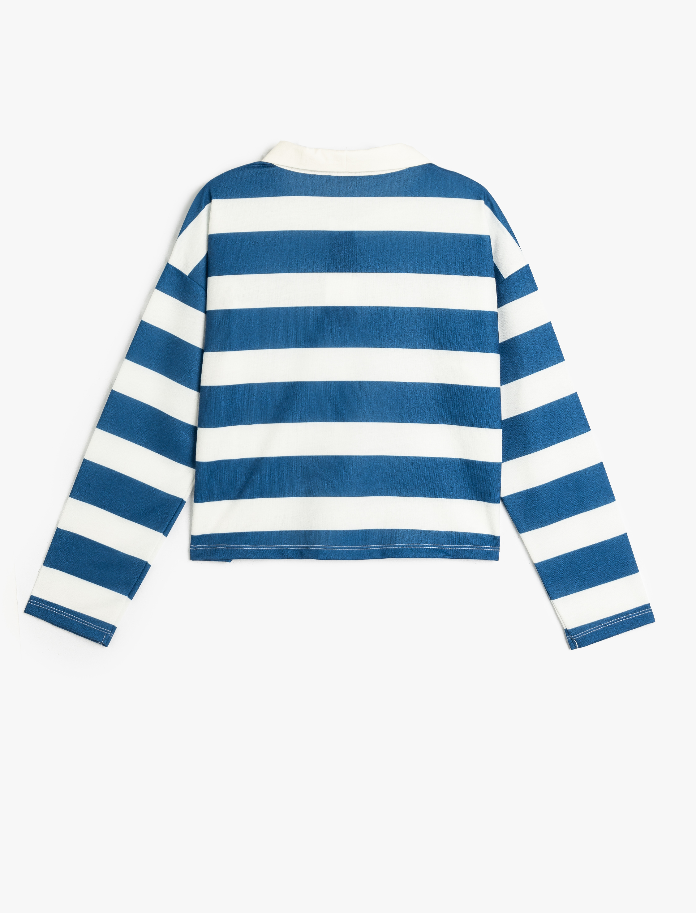  Kız Çocuk Polo Yaka Tişört Baskı Detaylı Uzun Kollu