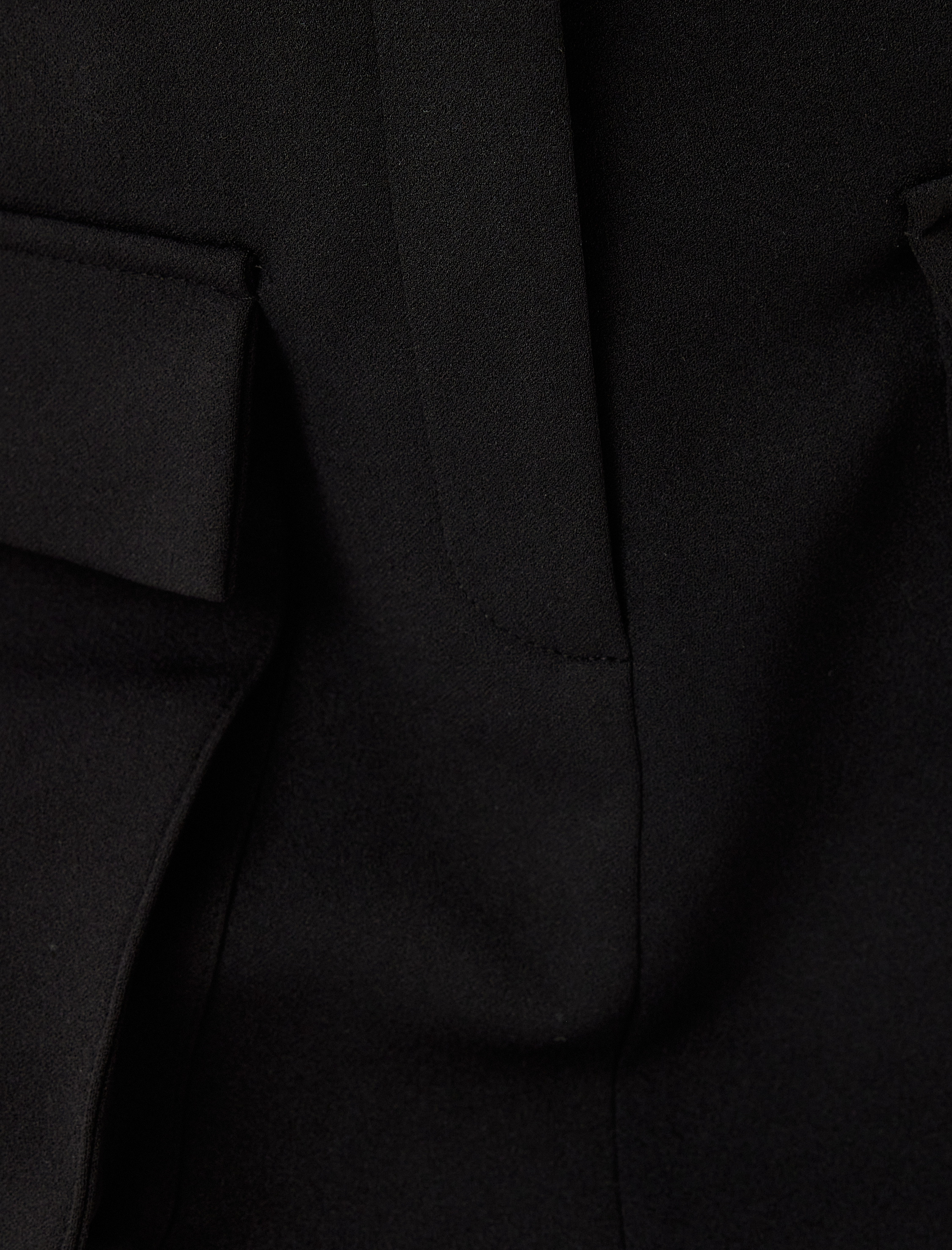   Kargo Cepli Krep Scuba Kumaş Çift Bel Detaylı Mini Etek