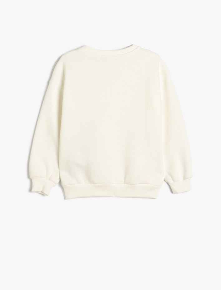 Kız Çocuk Atatürk Baskılı Sweatshirt Uzun Kollu Bisiklet Yaka Şardonlu