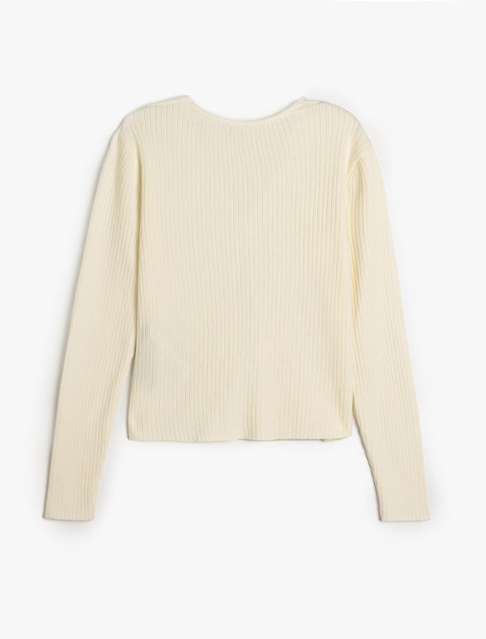 Kız Çocuk Triko Hırka V Yaka Bağlamalı Uzun Kollu