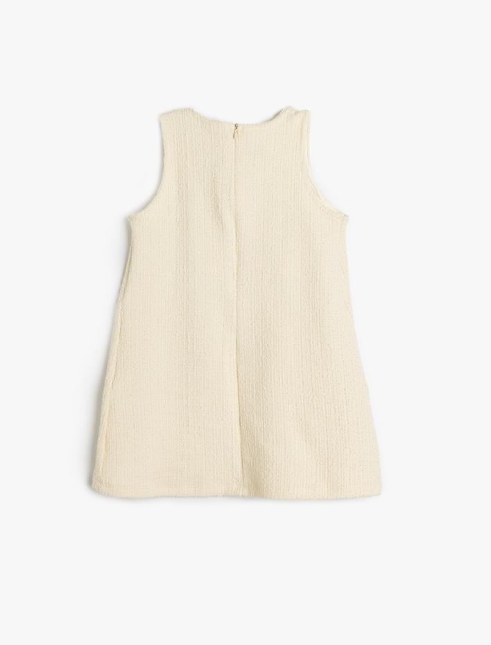 Kız Bebek Pamuklu Yuvarlak Yaka Askılı Fiyonk Detaylı Elbise