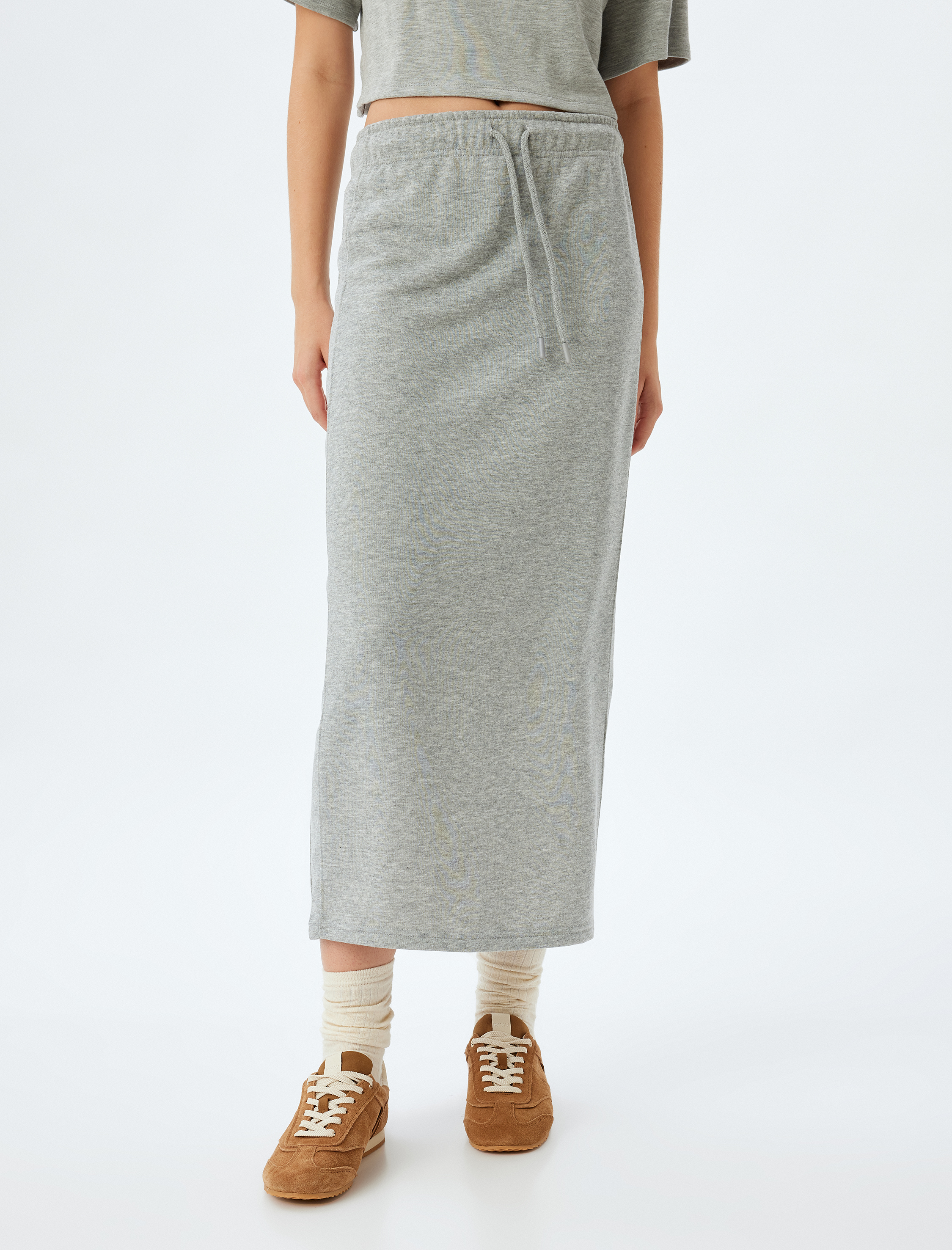   Uzun Kalem Etek Üç İplik Beli Bağlamalı Lastikli