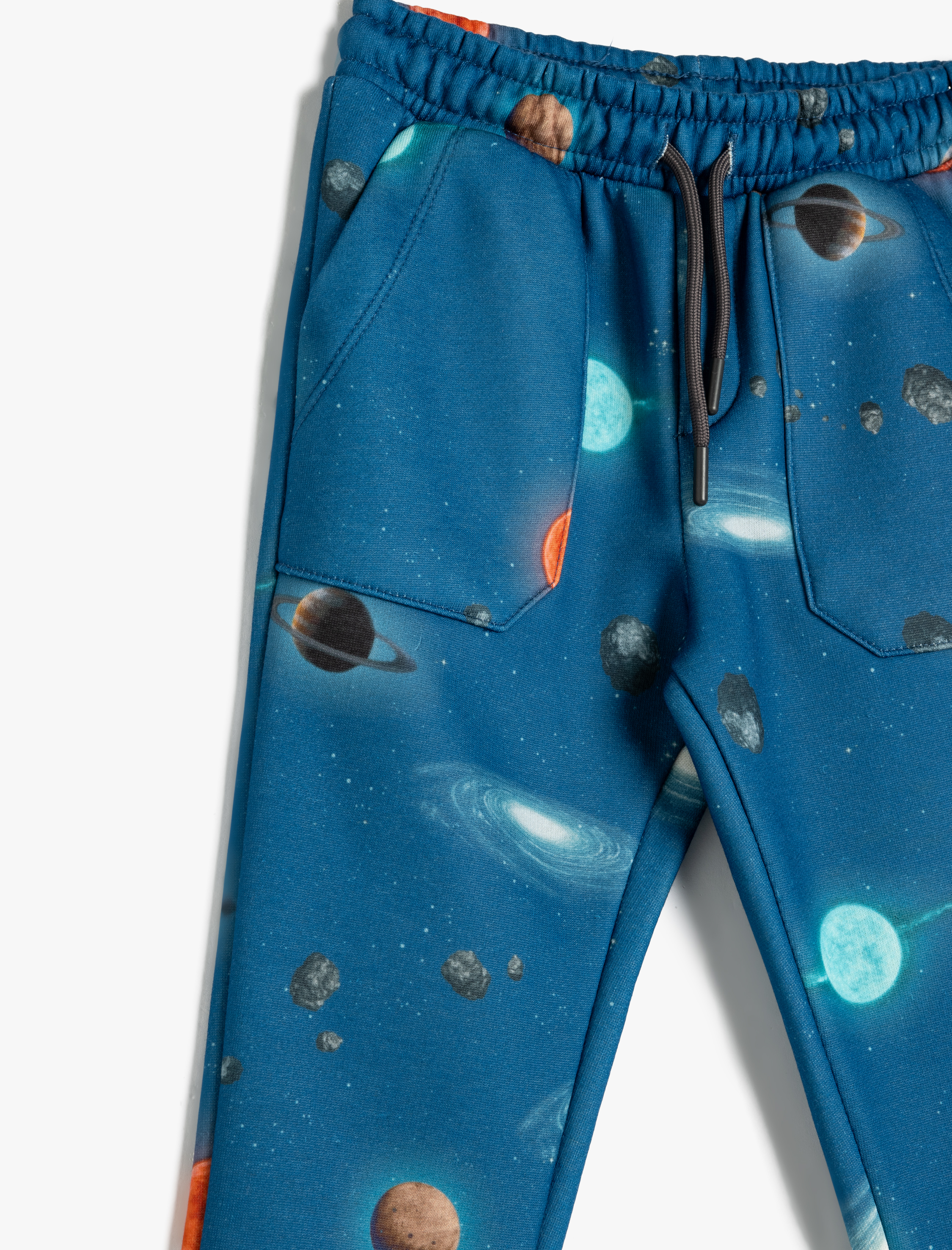 Erkek Çocuk Jogger Eşofman Altı Uzay Baskılı Beli Bağlamalı Şardonlu