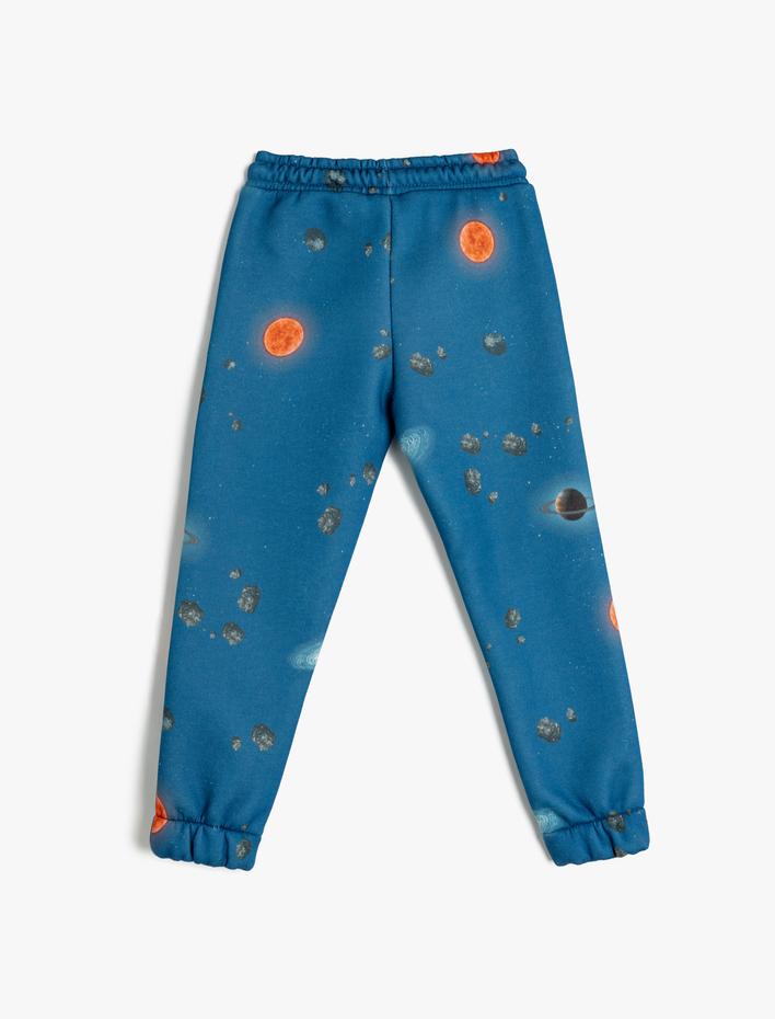 Erkek Çocuk Jogger Eşofman Altı Uzay Baskılı Beli Bağlamalı Şardonlu