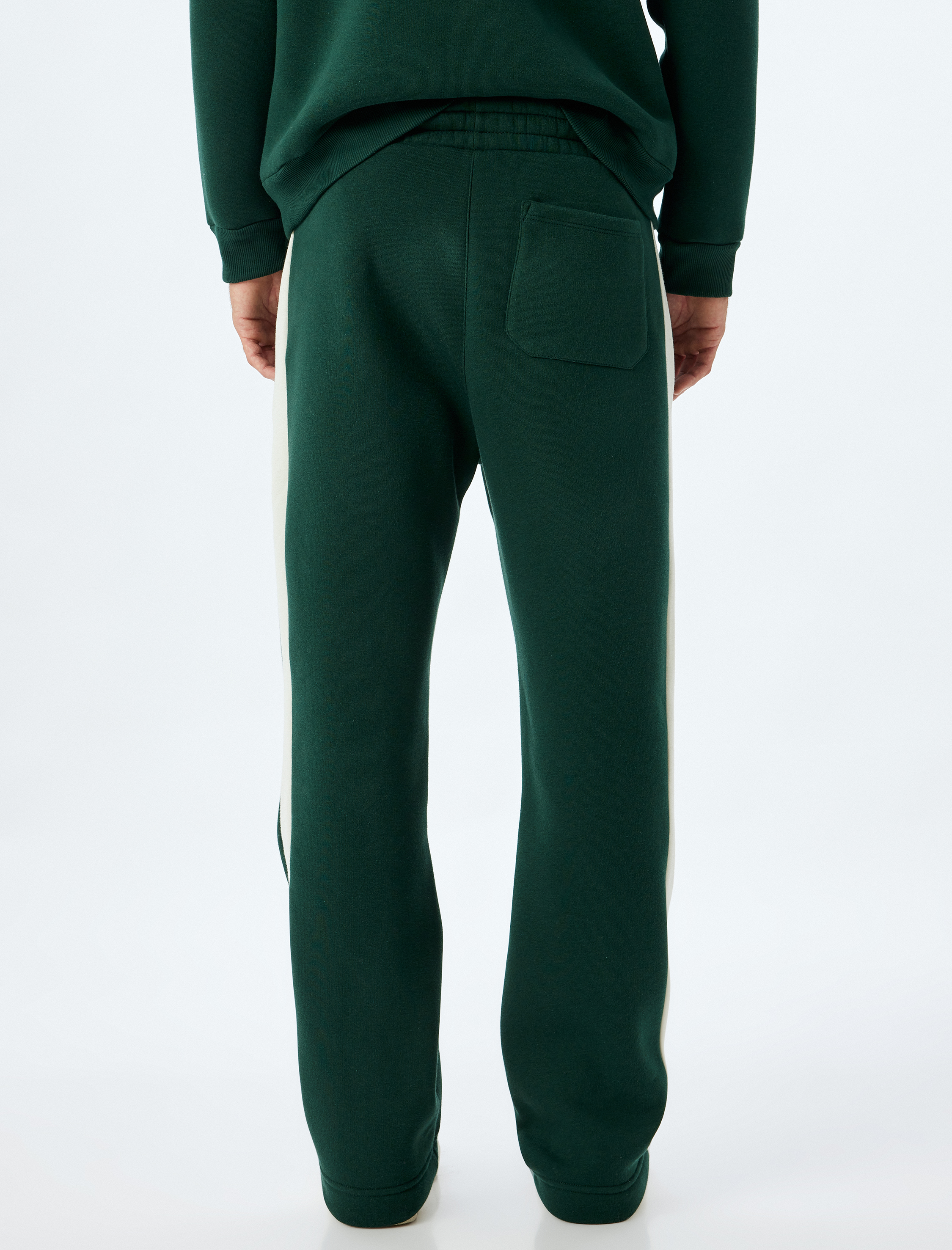   Kışlık Eşofman Altı Beli Lastikli Renk Bloklu Cep Detaylı Şardonlu Pamuk Karışımlı