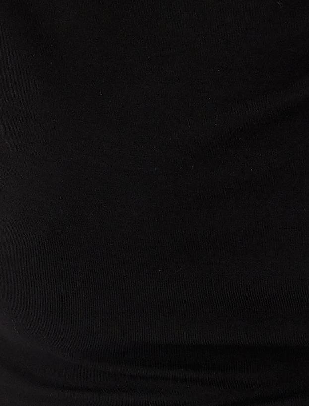 Viskon Dik Yaka Kolsuz Tişört Asimetrik Drape Detaylı_5