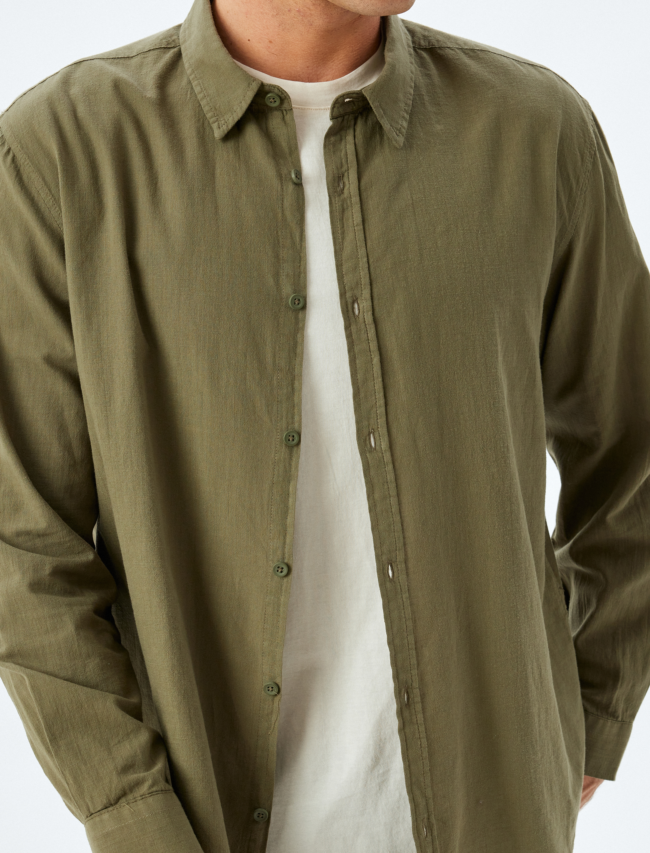   Basic Gömlek Uzun Kollu Düğmeli Pamuklu Regular Fit