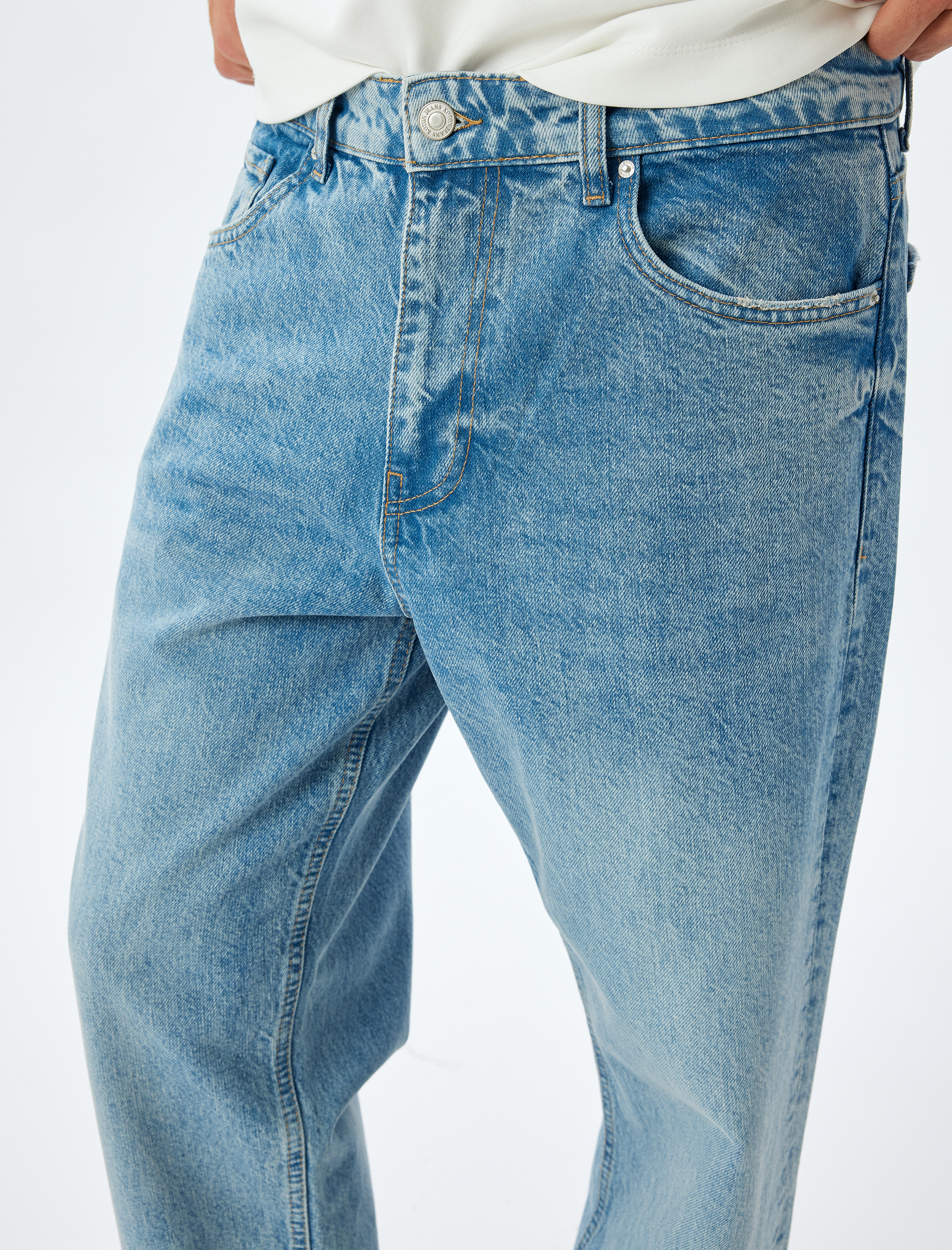 Cep Detaylı Pamuklu Vintage Straight Jean Pantolon