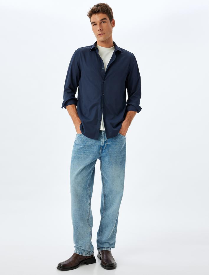  Cep Detaylı Pamuklu Vintage Straight Jean Pantolon