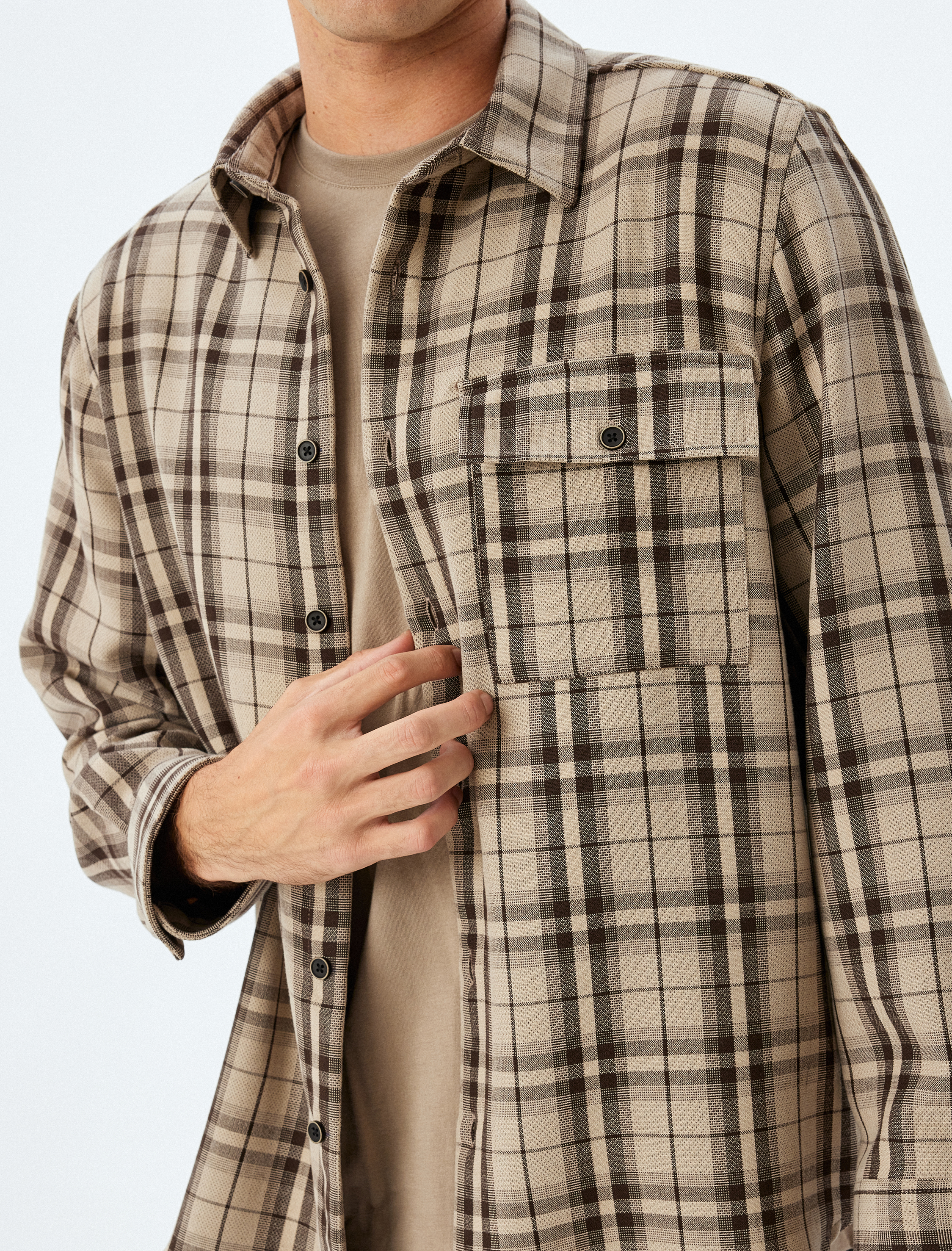   Oduncu Gömleği Uzun Kollu Cep Detaylı Viskon Karışımlı Regular Fit