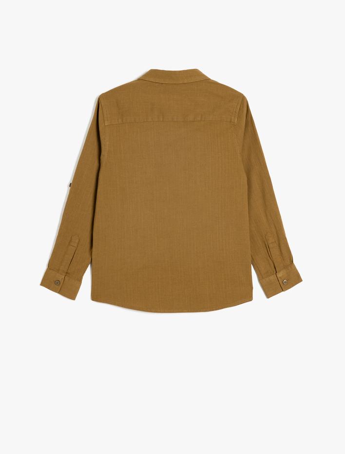 Erkek Çocuk Gömlek Fitilli Kadife Cep Detaylı Pamuklu