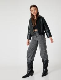 Kot Pantolon Bol Paça Beli Lastikli Pamuklu - Wide Leg Jean