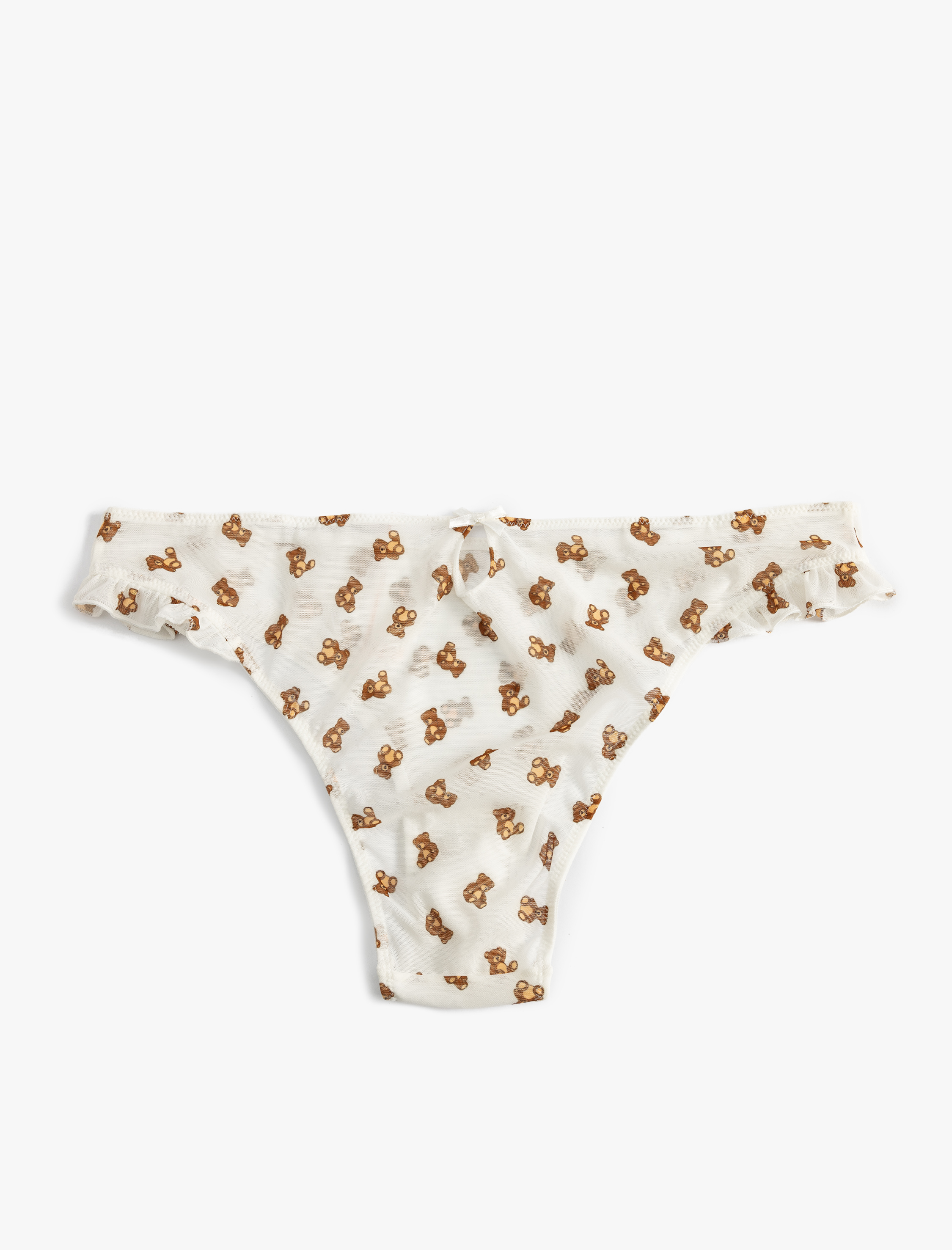   Ayıcık Baskılı Brazilian Külot Tül Fırfır Detaylı