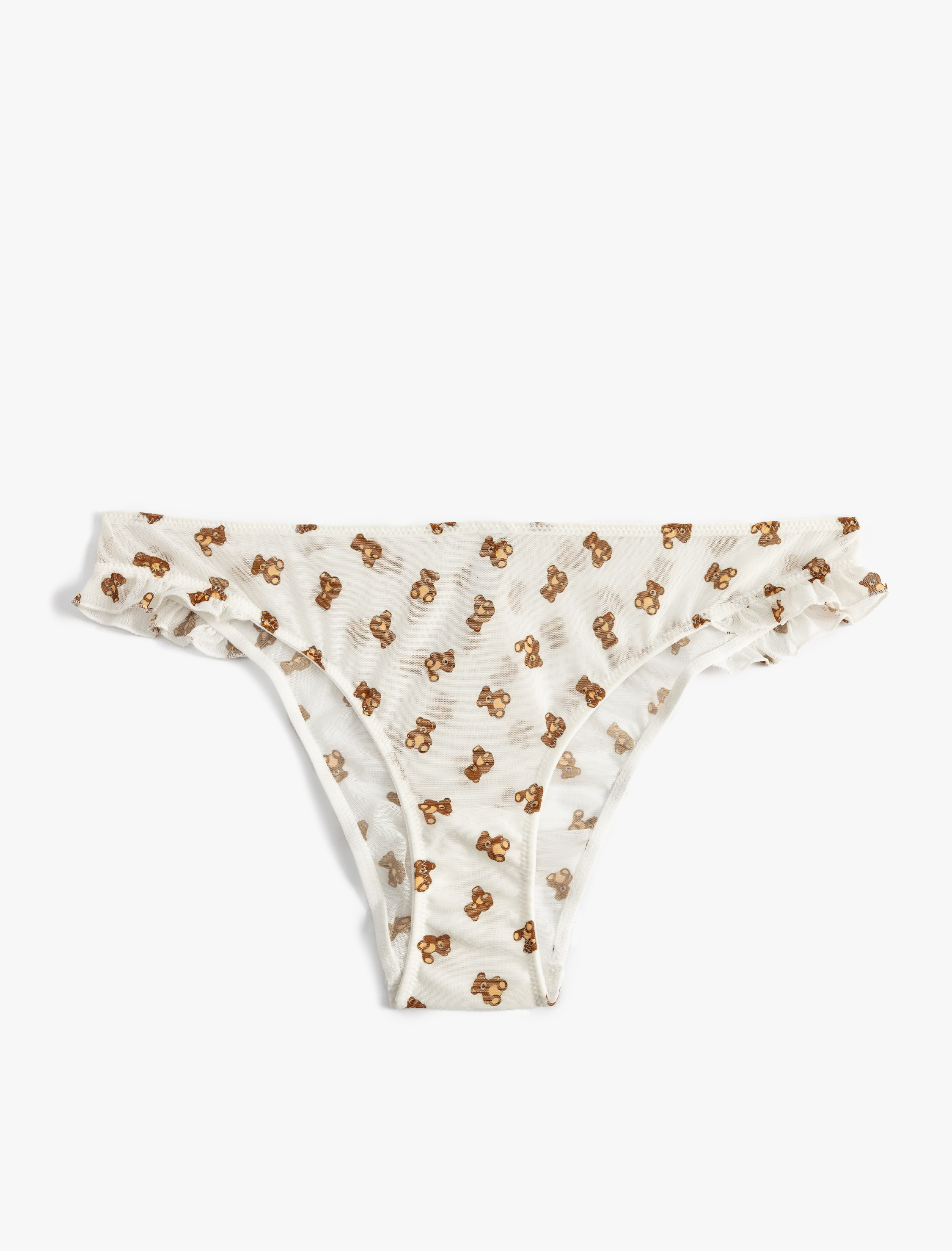   Ayıcık Baskılı Brazilian Külot Tül Fırfır Detaylı