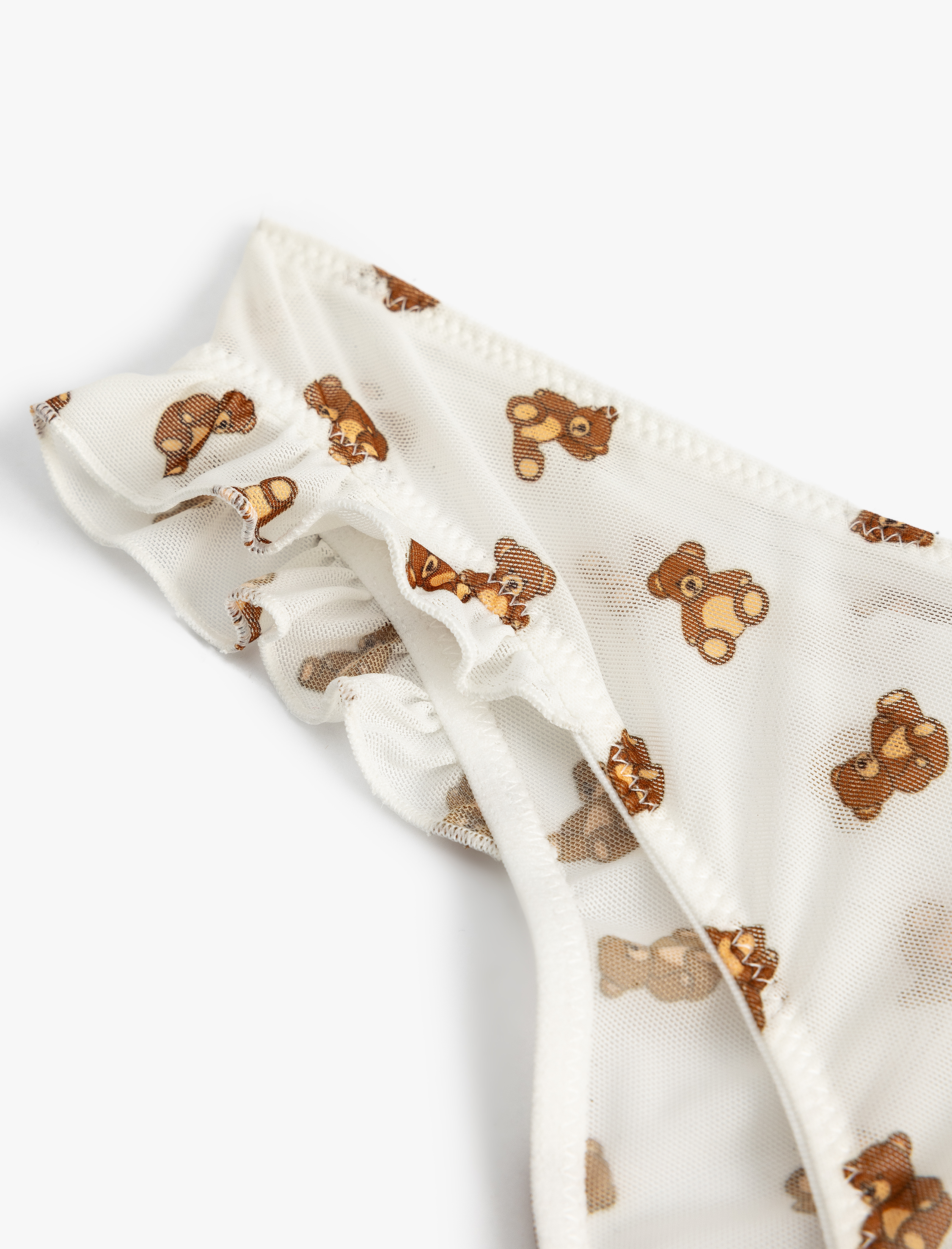   Ayıcık Baskılı Brazilian Külot Tül Fırfır Detaylı