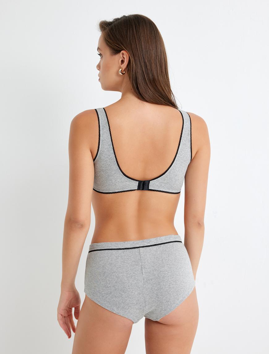   Bralet Sütyen Pamuklu Balensiz Dolgusuz Kalın Askılı Fiyonk Detaylı