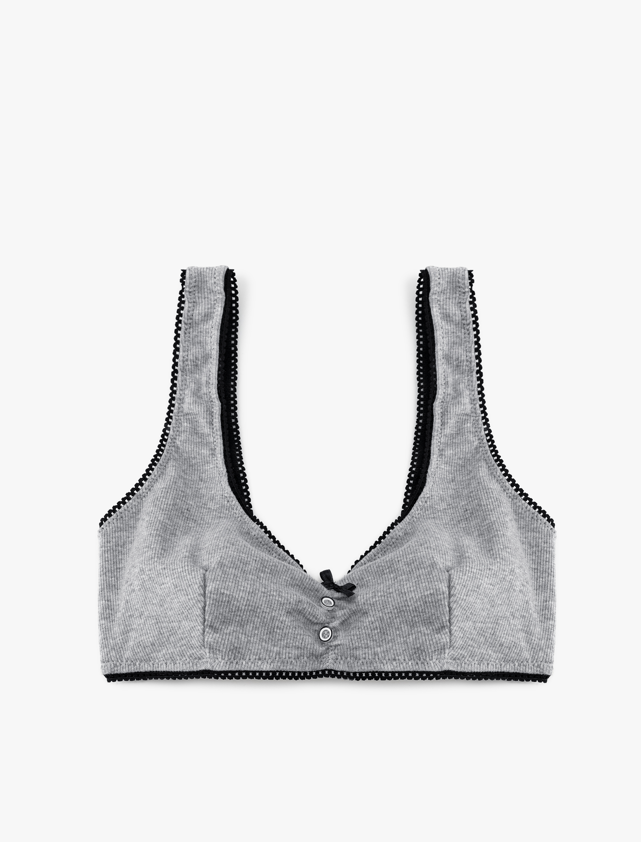   Bralet Sütyen Pamuklu Balensiz Dolgusuz Kalın Askılı Fiyonk Detaylı