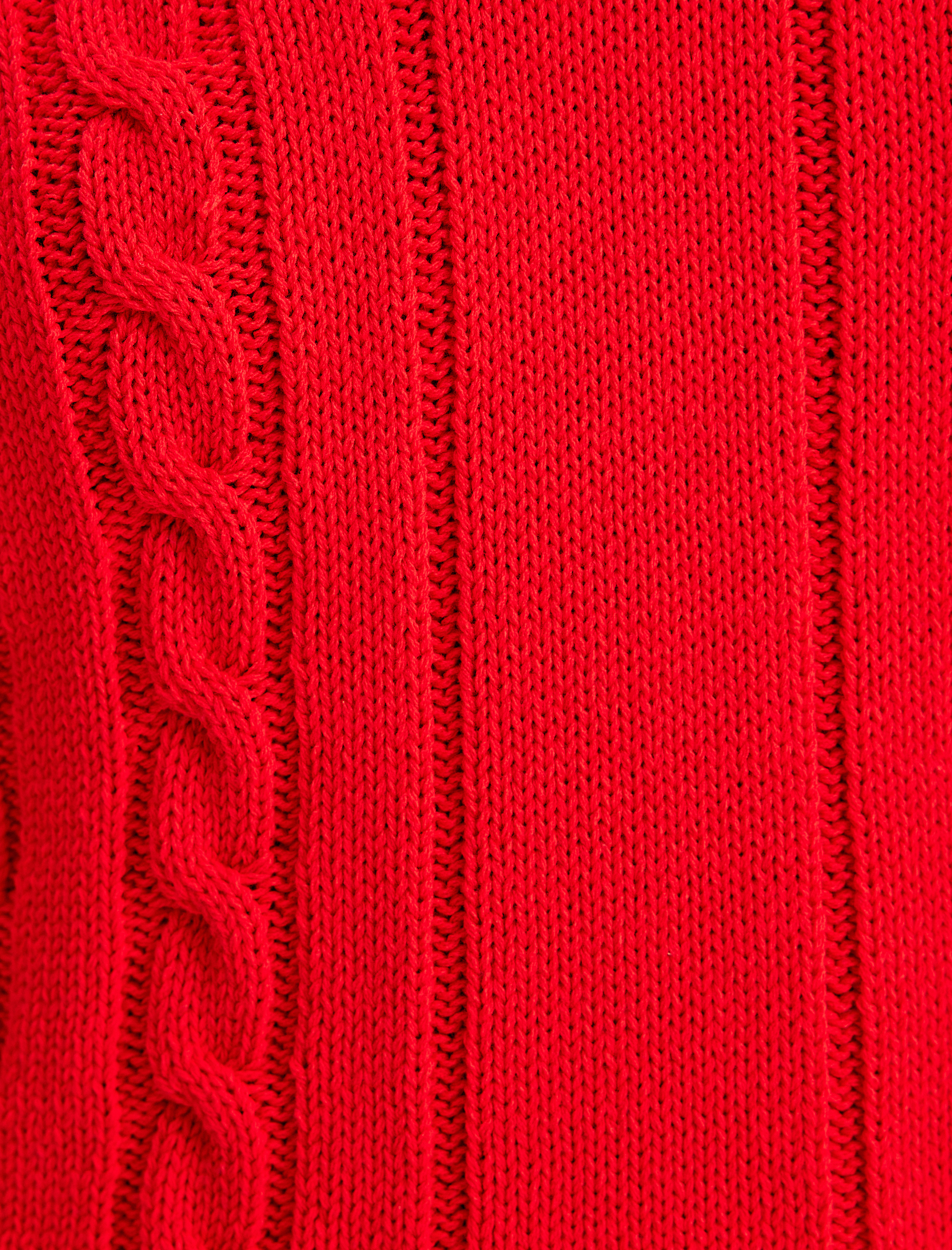   Yarım Fermuarlı Dik Yaka Triko Kazak Saç Örgü Dokulu Uzun Kollu