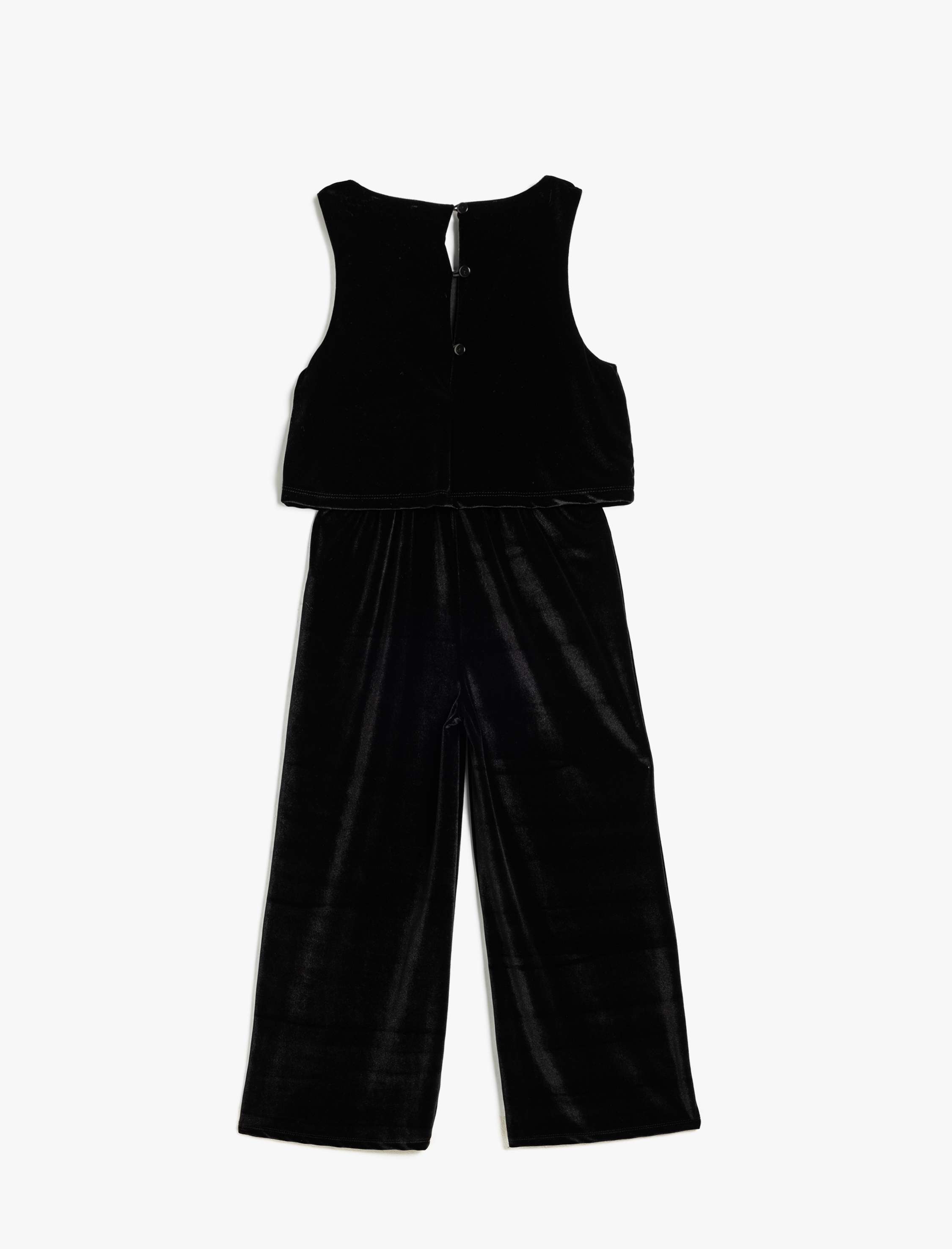  Kız Çocuk Yuvarlak Yaka Kolsuz Kadife Tulum