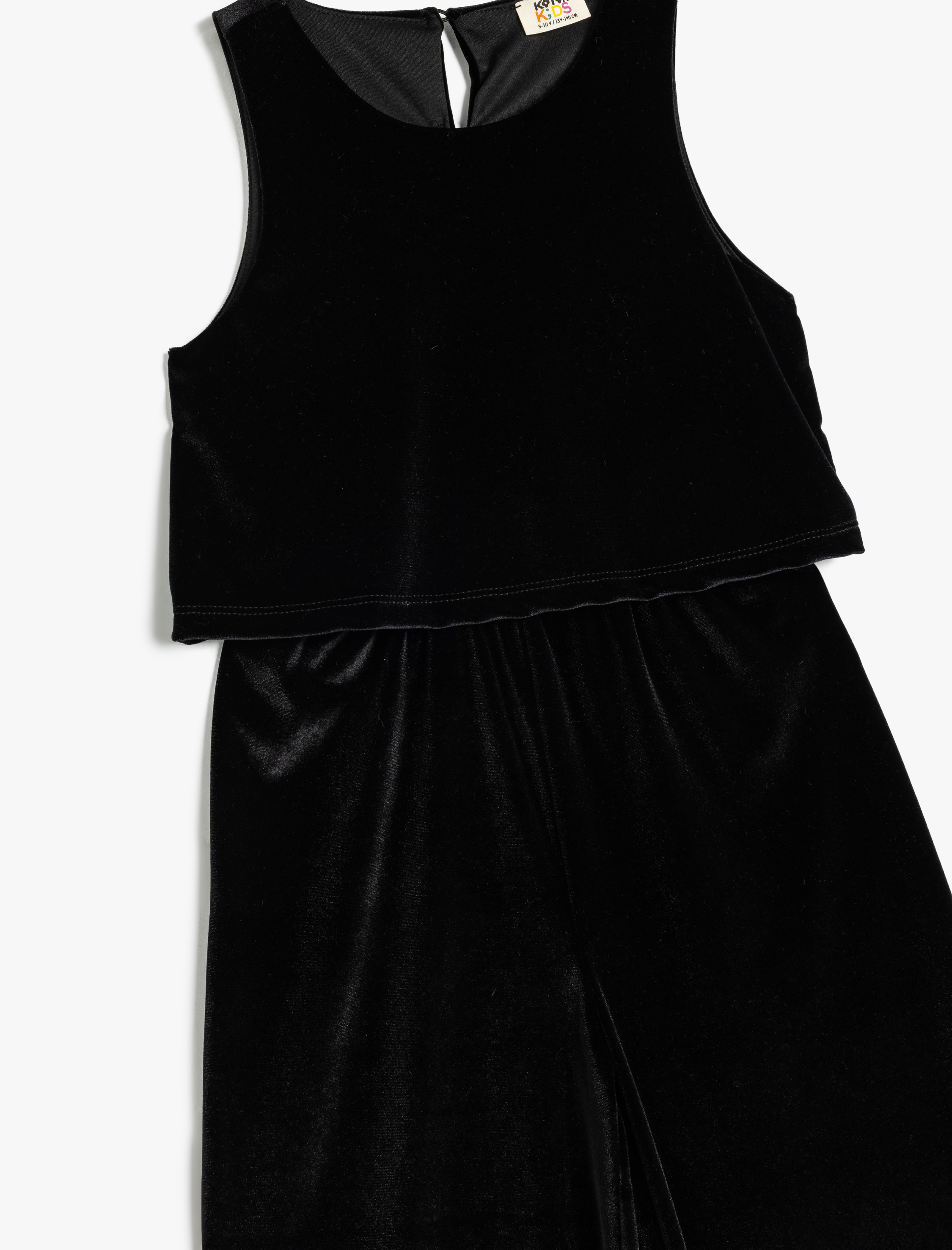  Kız Çocuk Yuvarlak Yaka Kolsuz Kadife Tulum