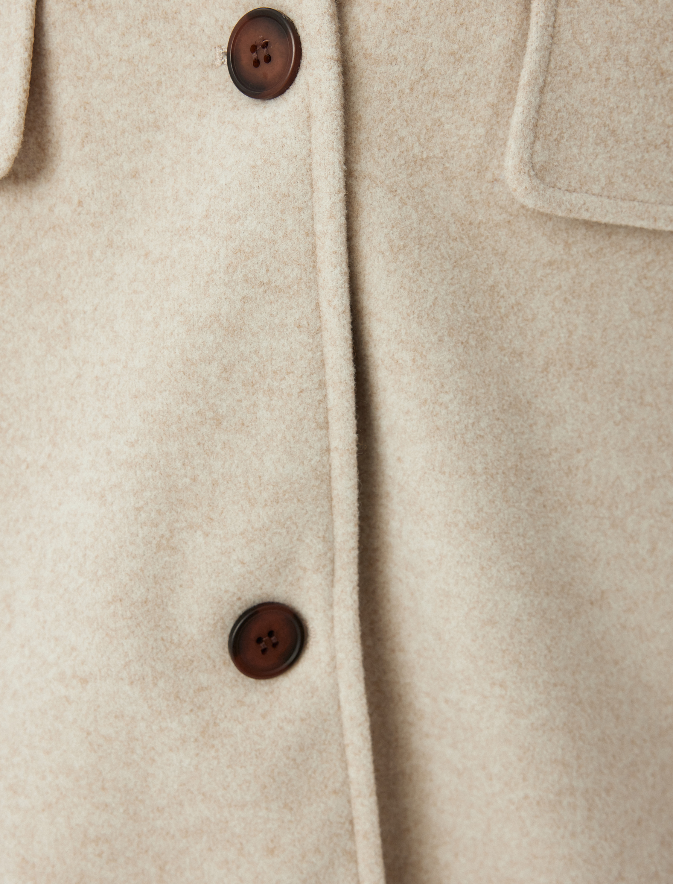   Düğmeli Cepli Uzun Kapüşonlu Oversize Kaşe Kaban