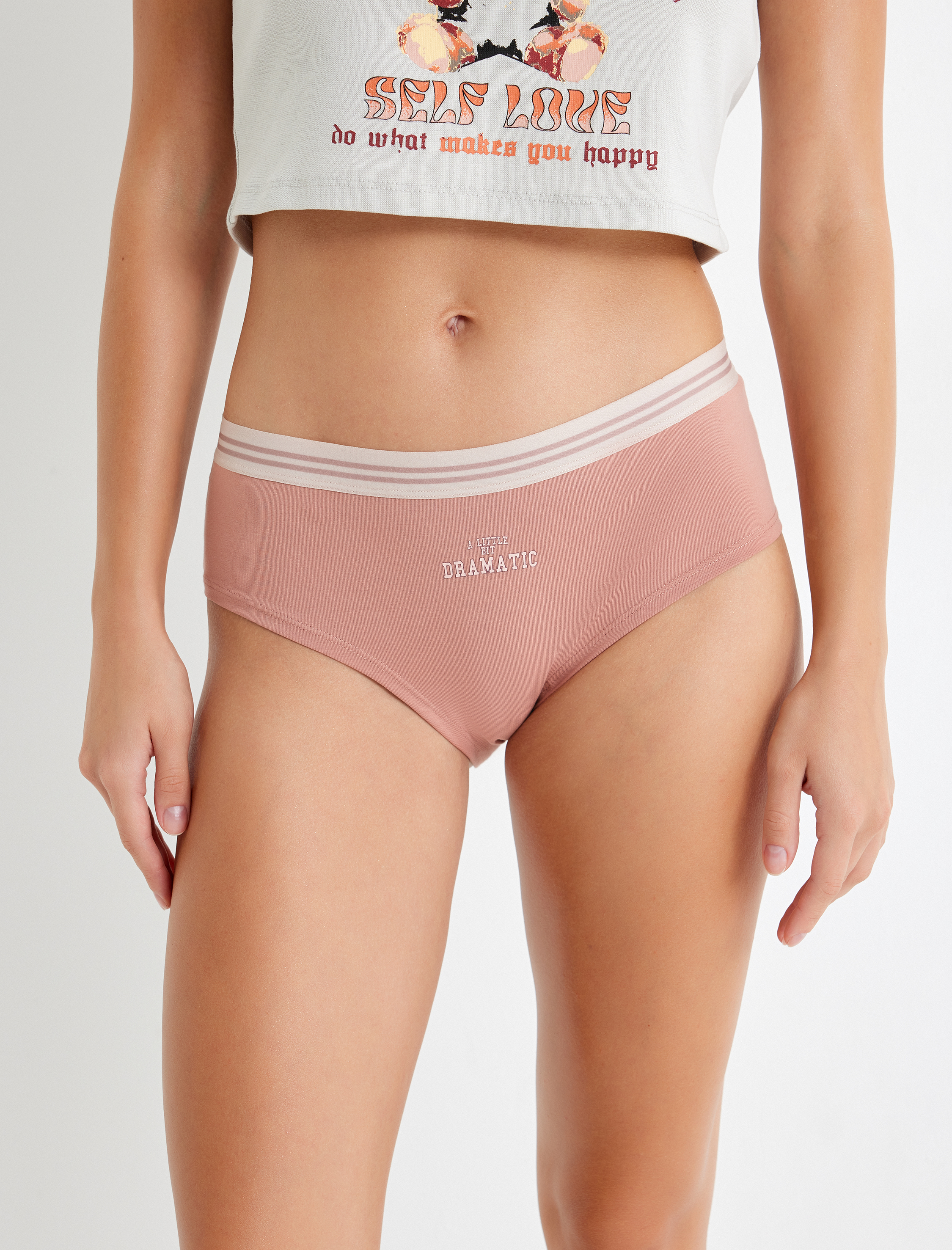   Pamuklu Hipster Külot Baskılı Yüksek Bel