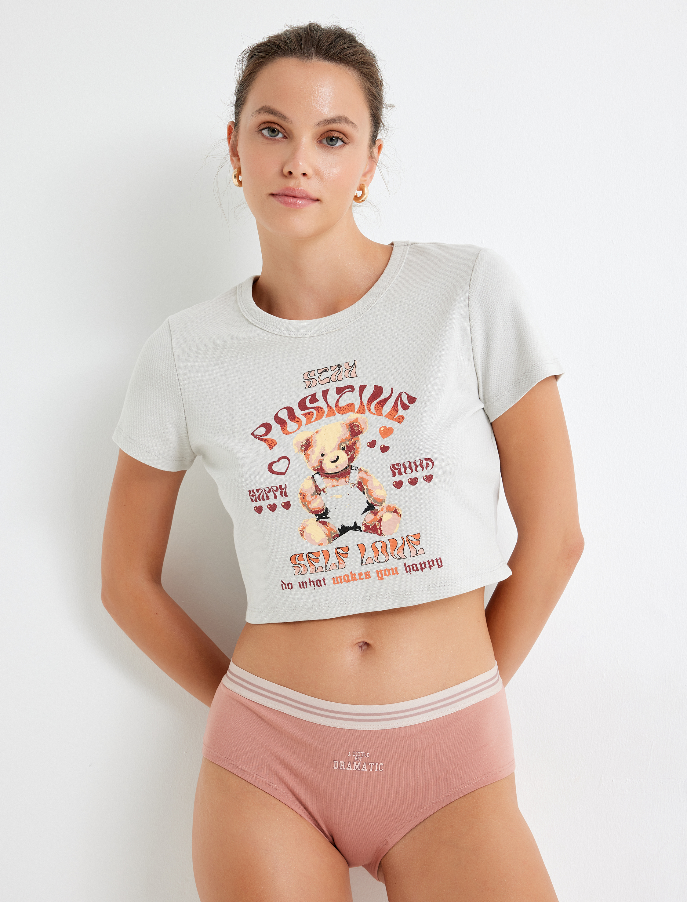   Pamuklu Hipster Külot Baskılı Yüksek Bel