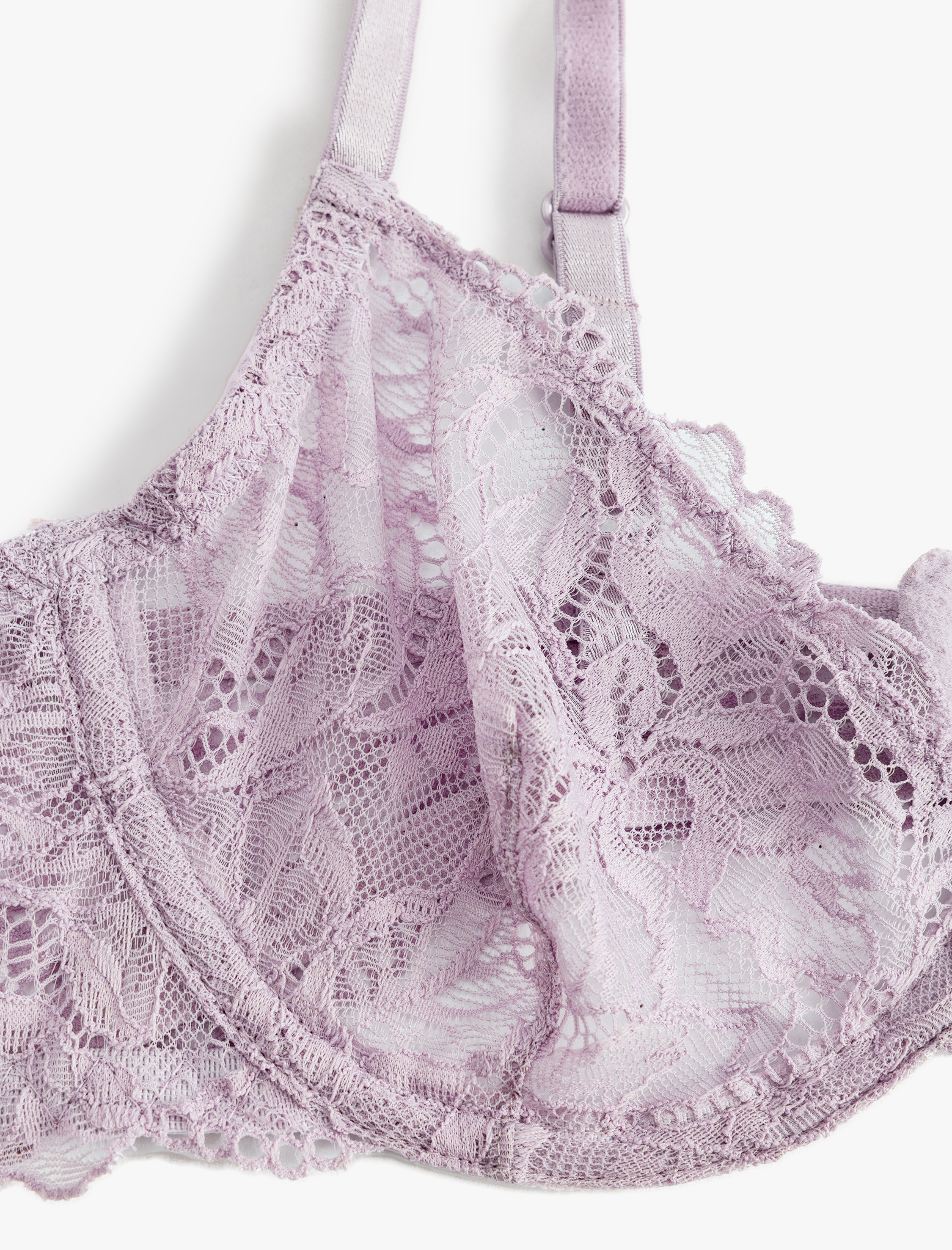 Dantelli Sütyen Transparan Balenli Dolgusuz