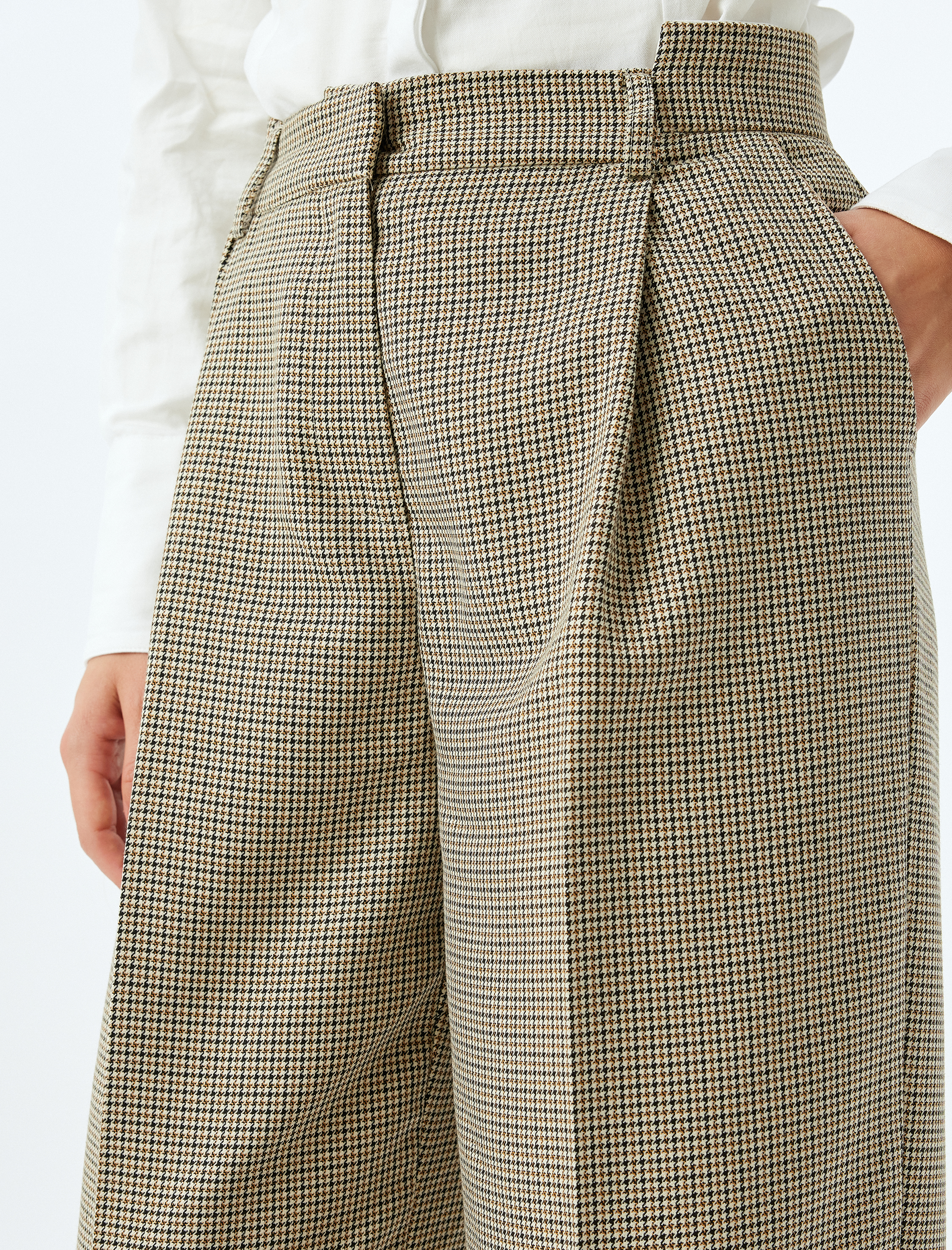   Koton X Sima Tarkan - Düşük Bel Bol Paça Ekose Kumaş Pantolon